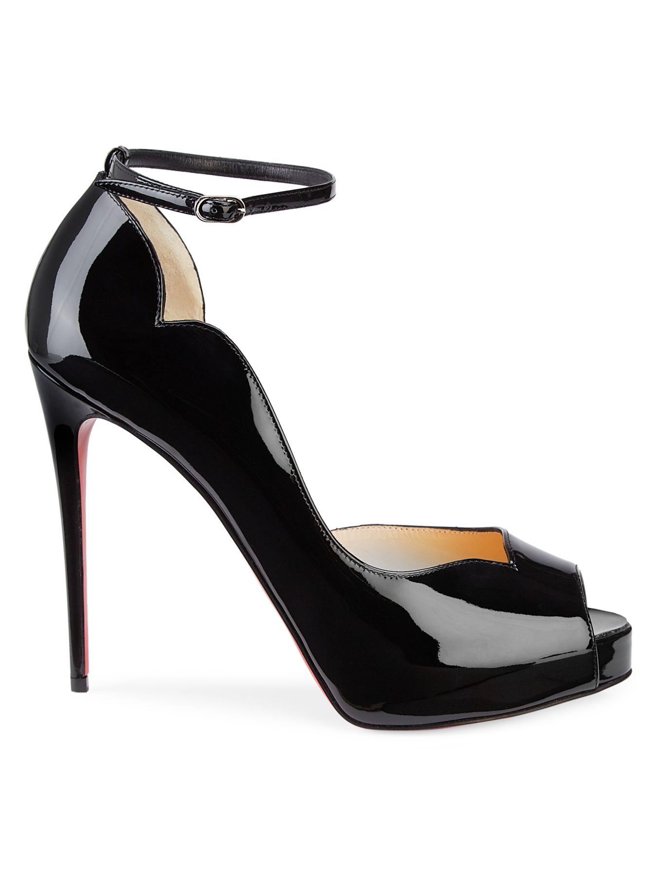Christian Louboutin Chick Alta Patent Leather Ankle-strap Pumps in Black - Lyst
