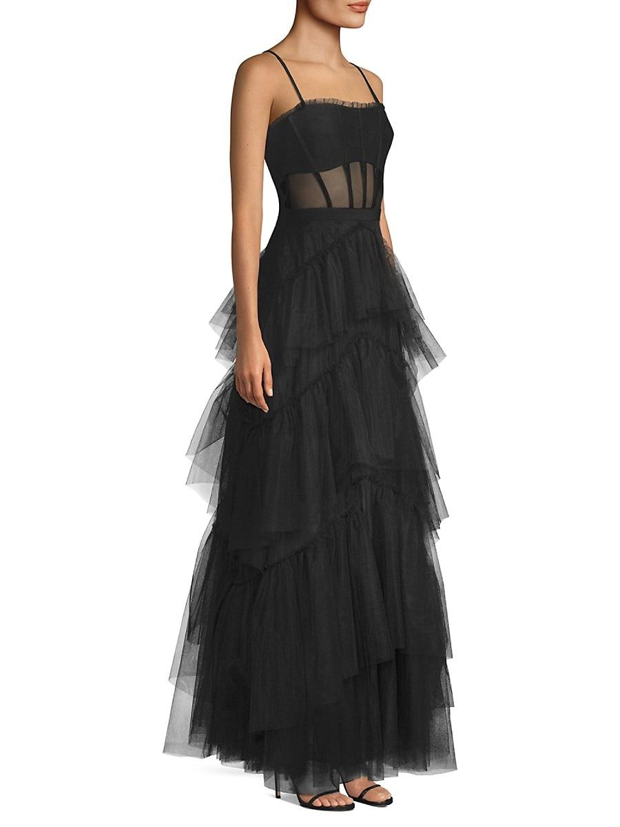 bcbg tulle gown flamingo pink