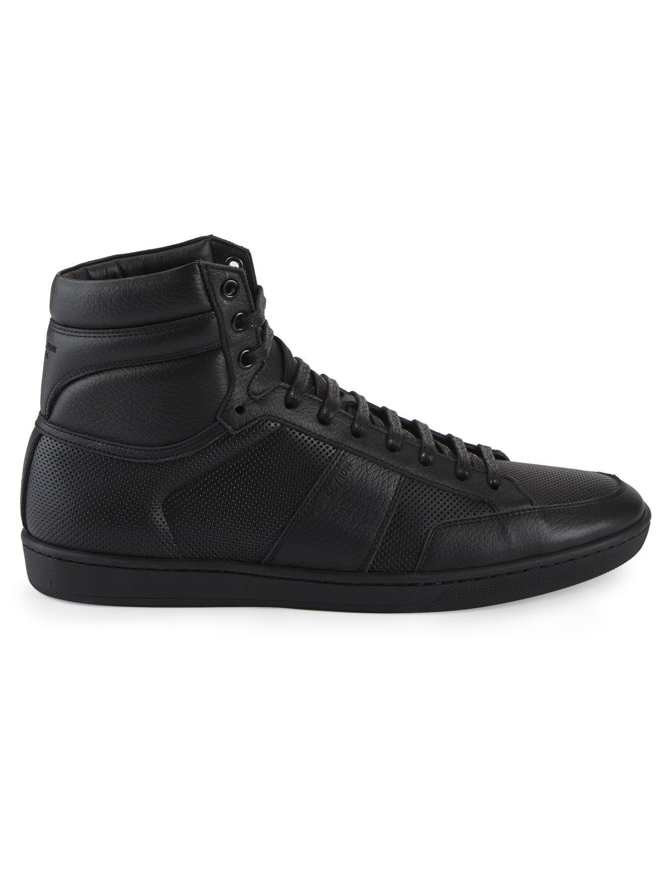Saint Laurent Leather High Top Sneakers in Black for Men - Lyst
