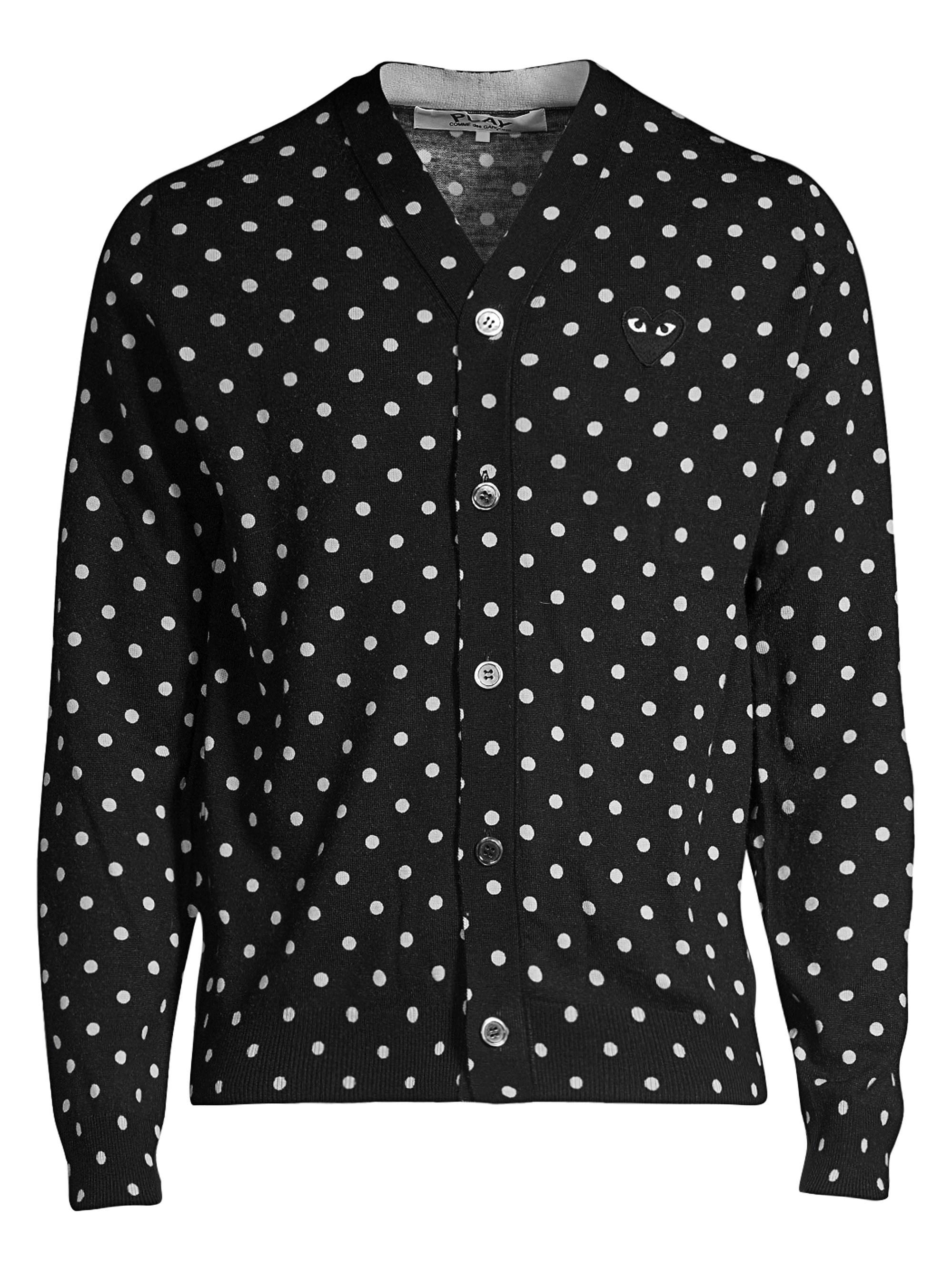 COMME DES GARÇONS PLAY Heart Polka Dot Wool Button-down Shirt in Black ...