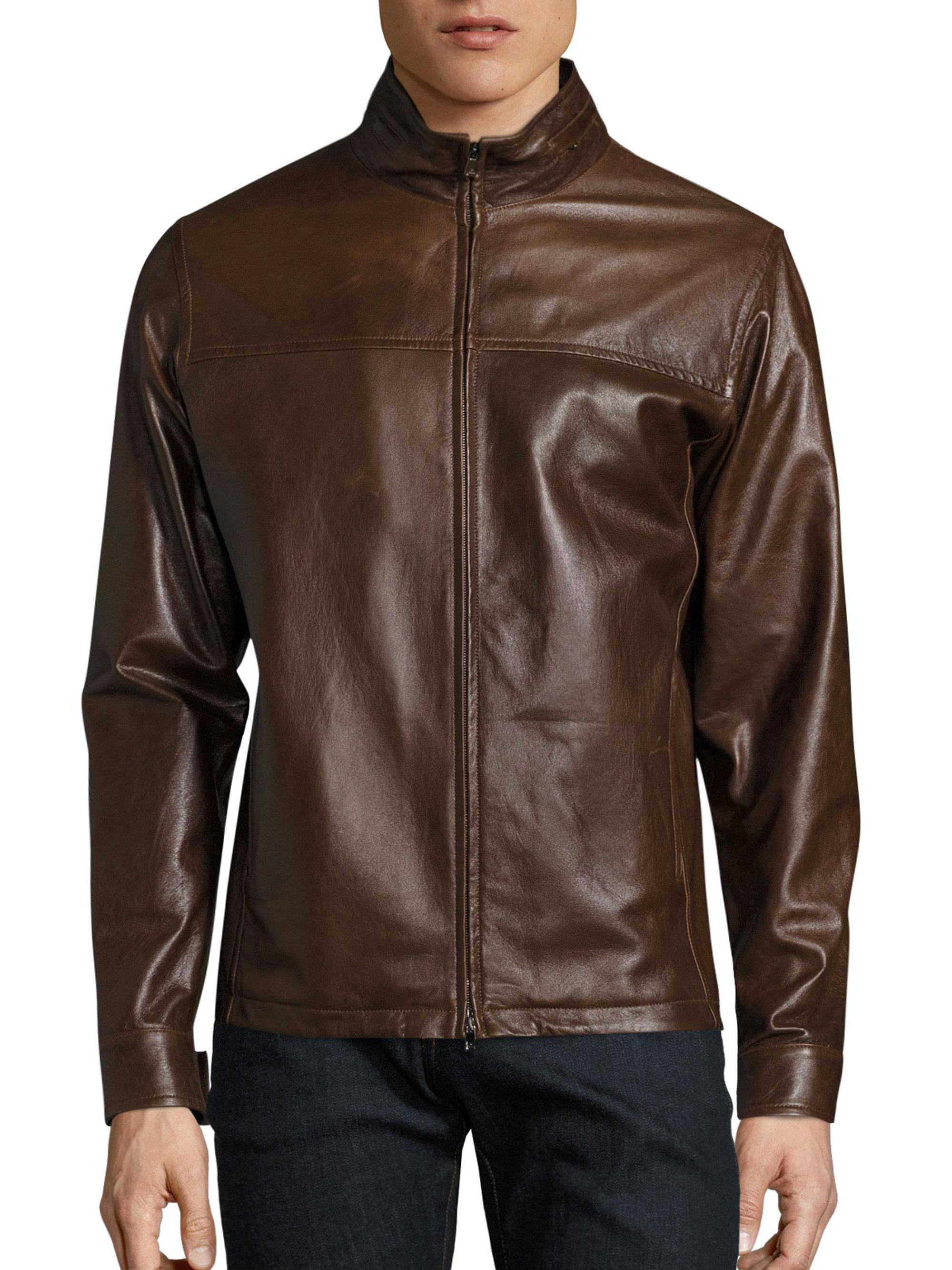 isaia leather jacket