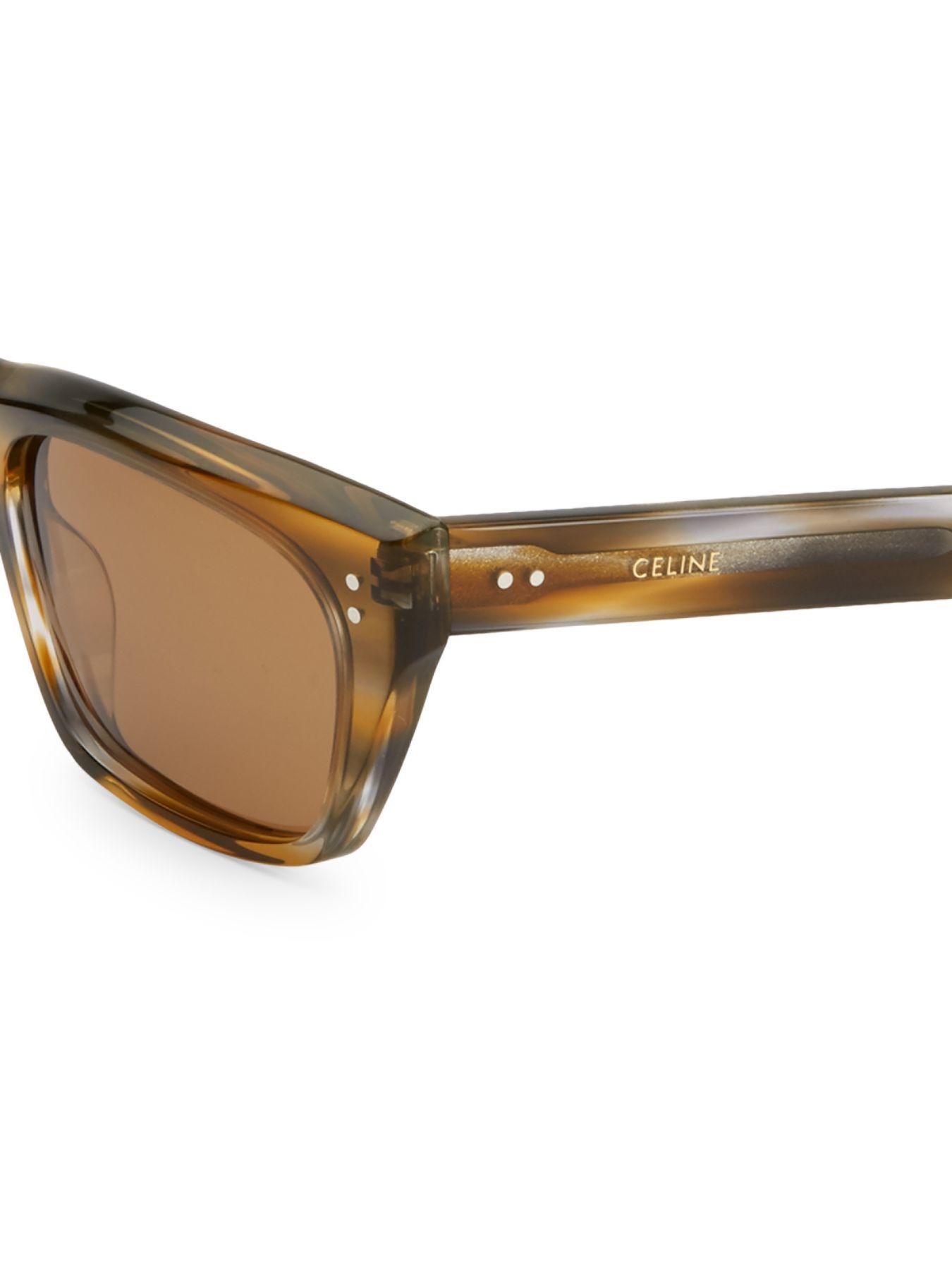 Celine 53mm Animal Print Square Sunglasses in Brown for Men - Save 8% ...