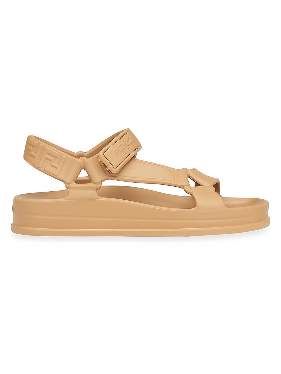 Fendi Logo Rubber Athletic Sandals in Brown | Lyst