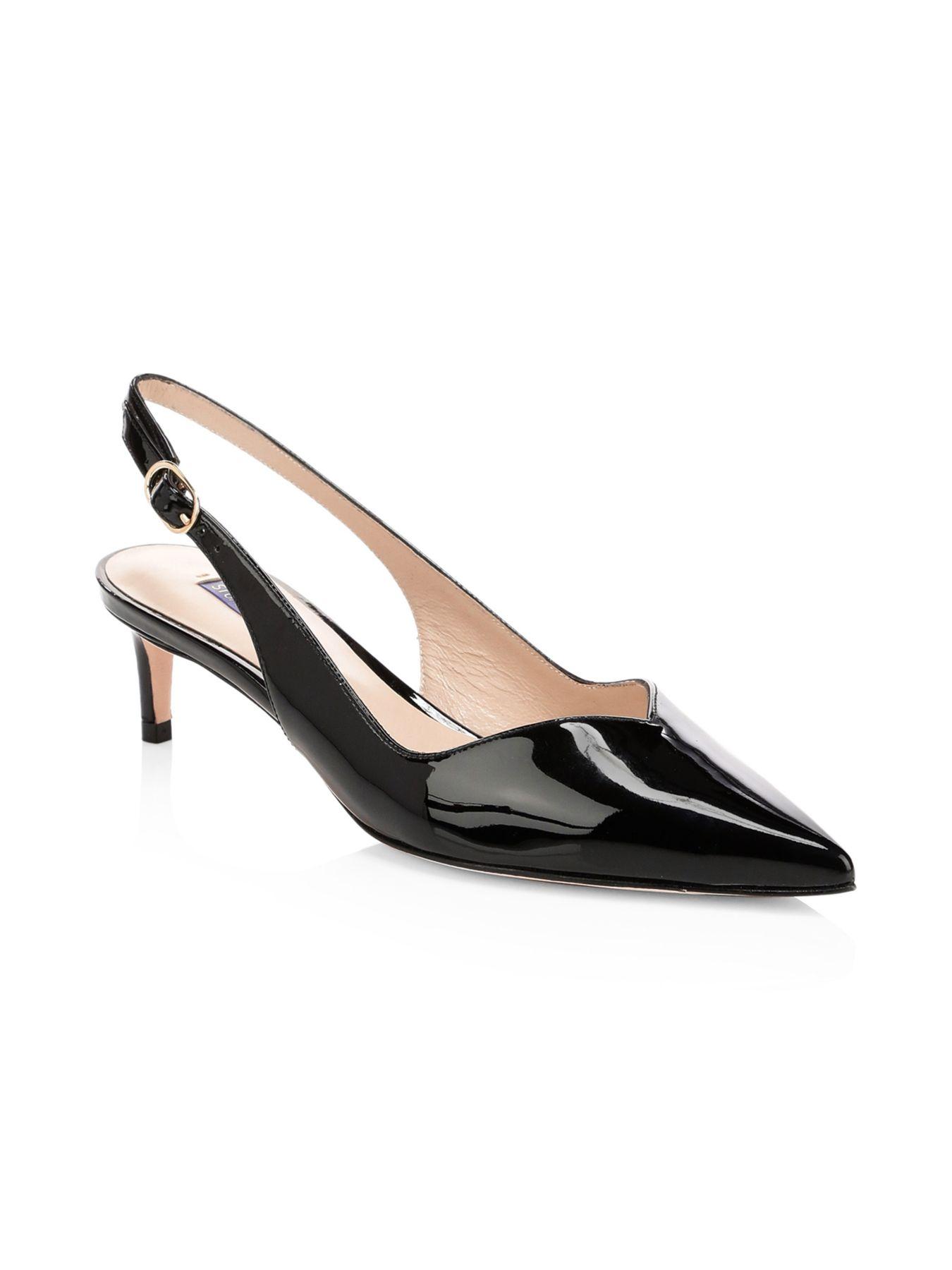 Stuart Weitzman Edith Patent Leather Slingback Pumps in Black - Lyst