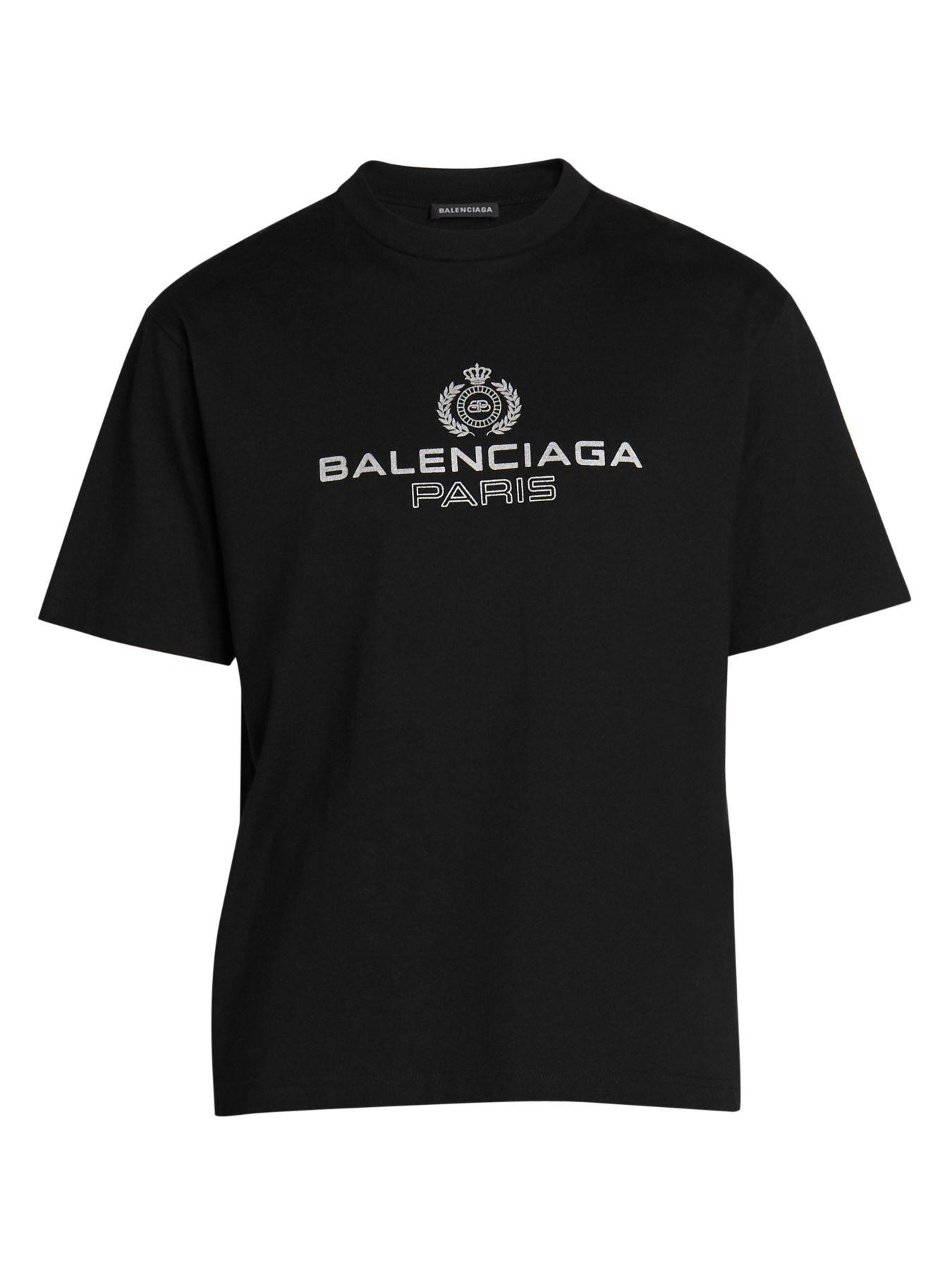 Balenciaga Cotton Vintage Paris Laurel Graphic Tee in Black for Men ...