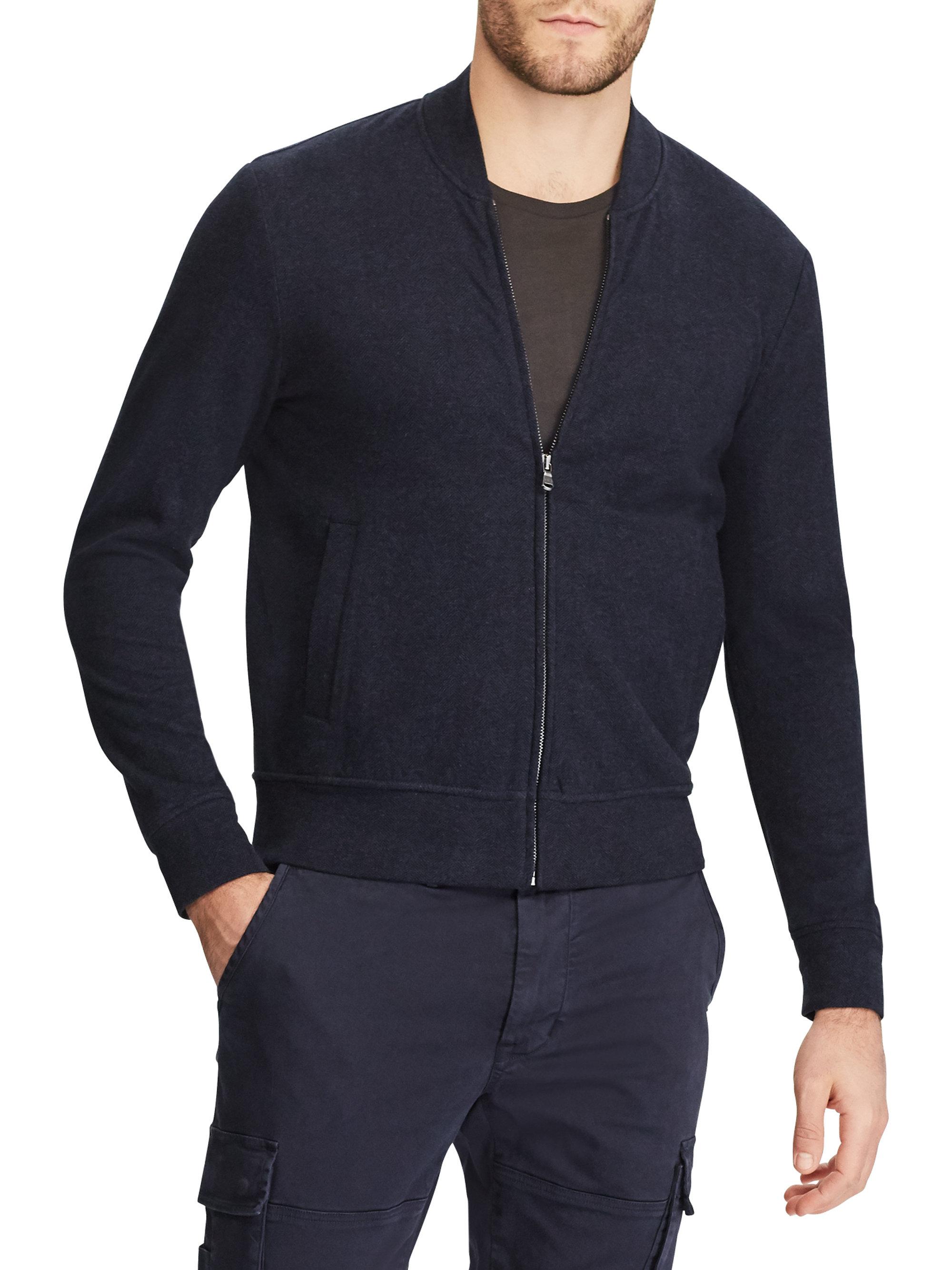 Polo Ralph Lauren Synthetic Double-knit Bomber Jacket in Blue for Men ...