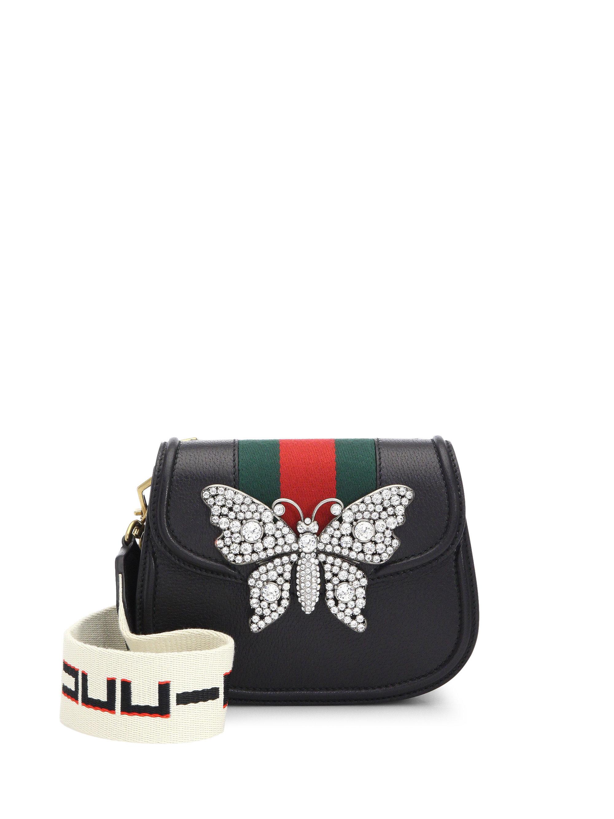 Gucci Leather Butterfly Mini Bag in Black - Lyst