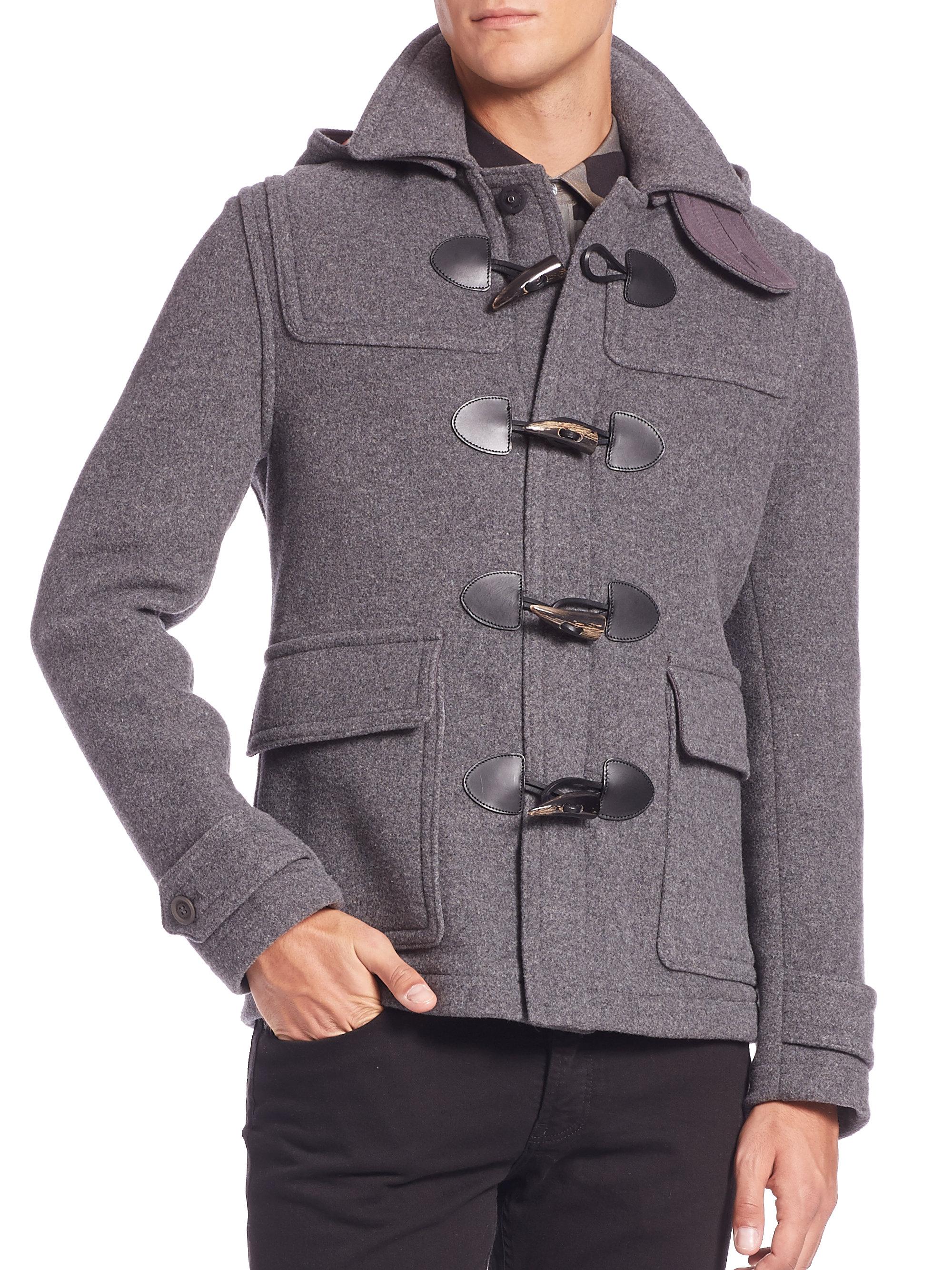 Lyst - Burberry Burwood Short Peacoat in Gray for Men
