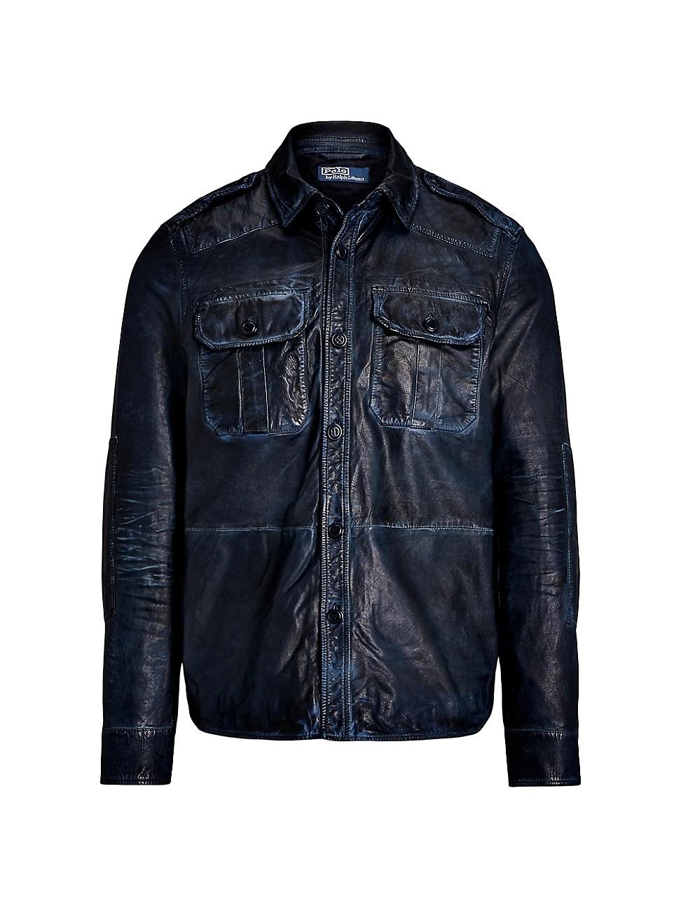 Polo Ralph Lauren Leather Utility Jacket in Blue for Men | Lyst