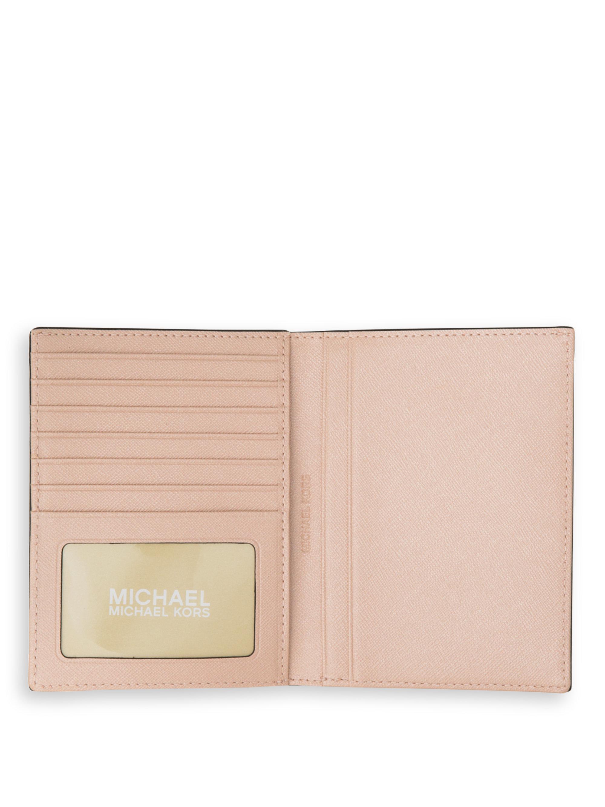 MICHAEL Michael Kors Leather Passport Holder in Pewter (Pink) - Lyst