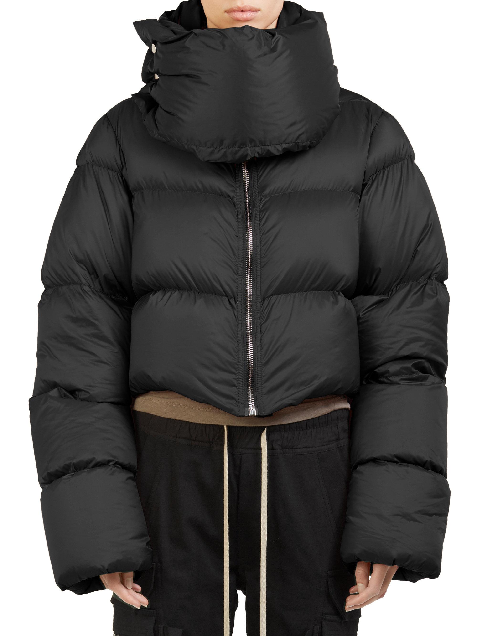 Rick Owens Funnel-neck Cropped Puffer Jacket in Black | Lyst