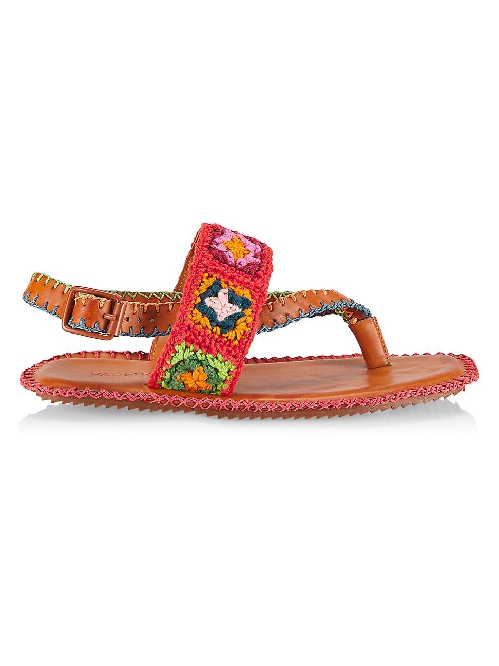 FARM Rio Caramel Granny Square Crochet Sandals in Red | Lyst