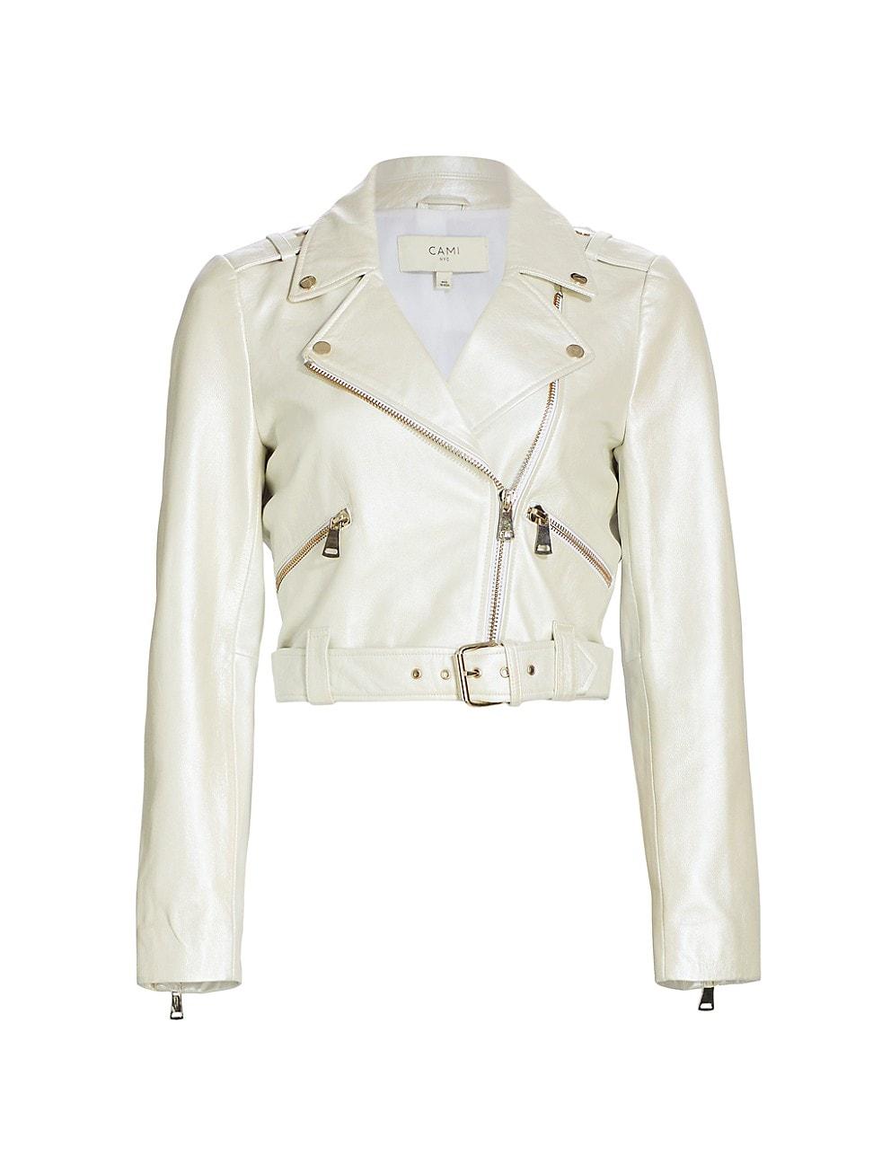 Cami NYC Kali Lamb Leather Moto Jacket in White | Lyst