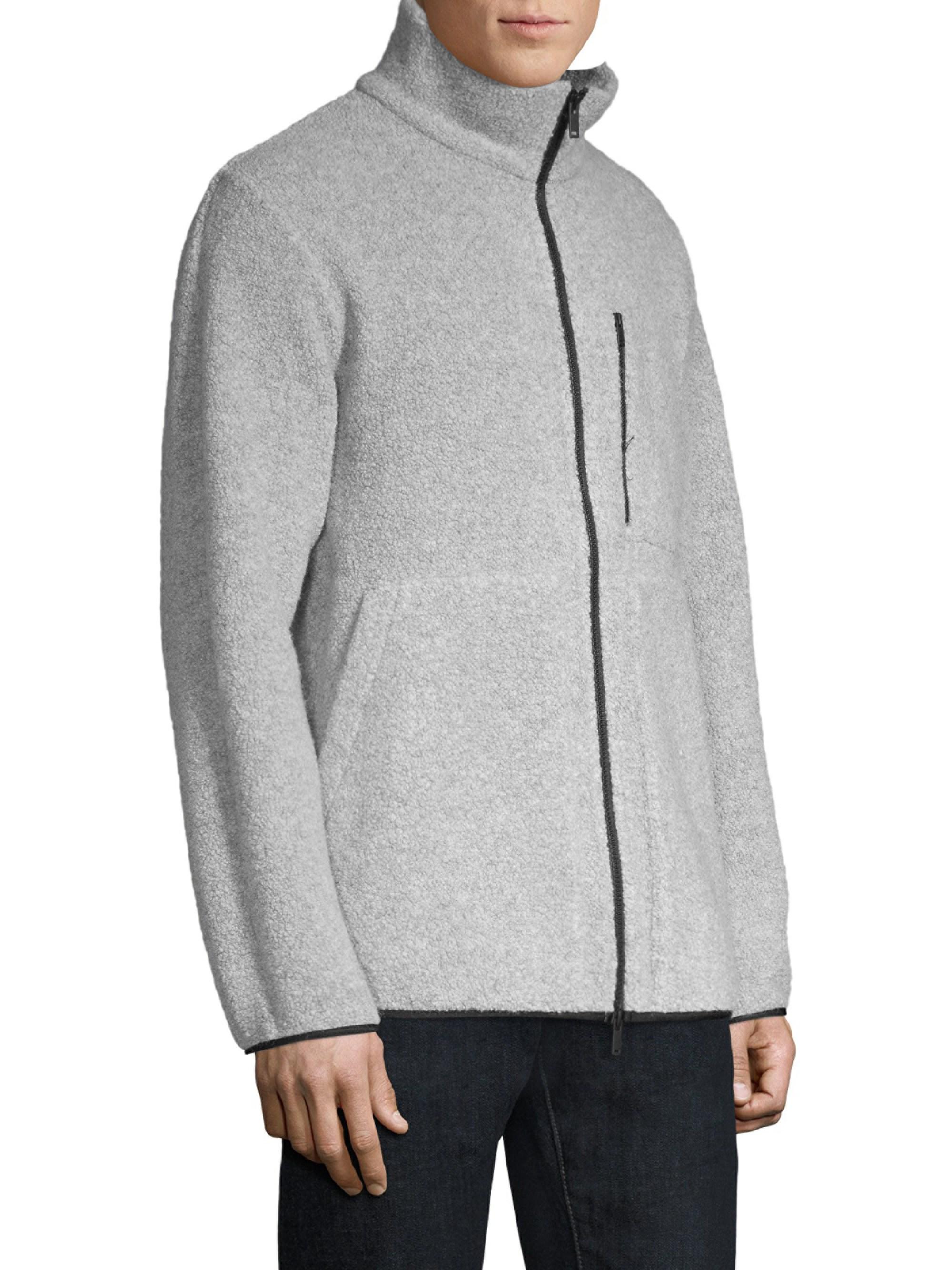 Theory Men's Arctic Fleece Track Jacket Grey Heather in Gray for Men