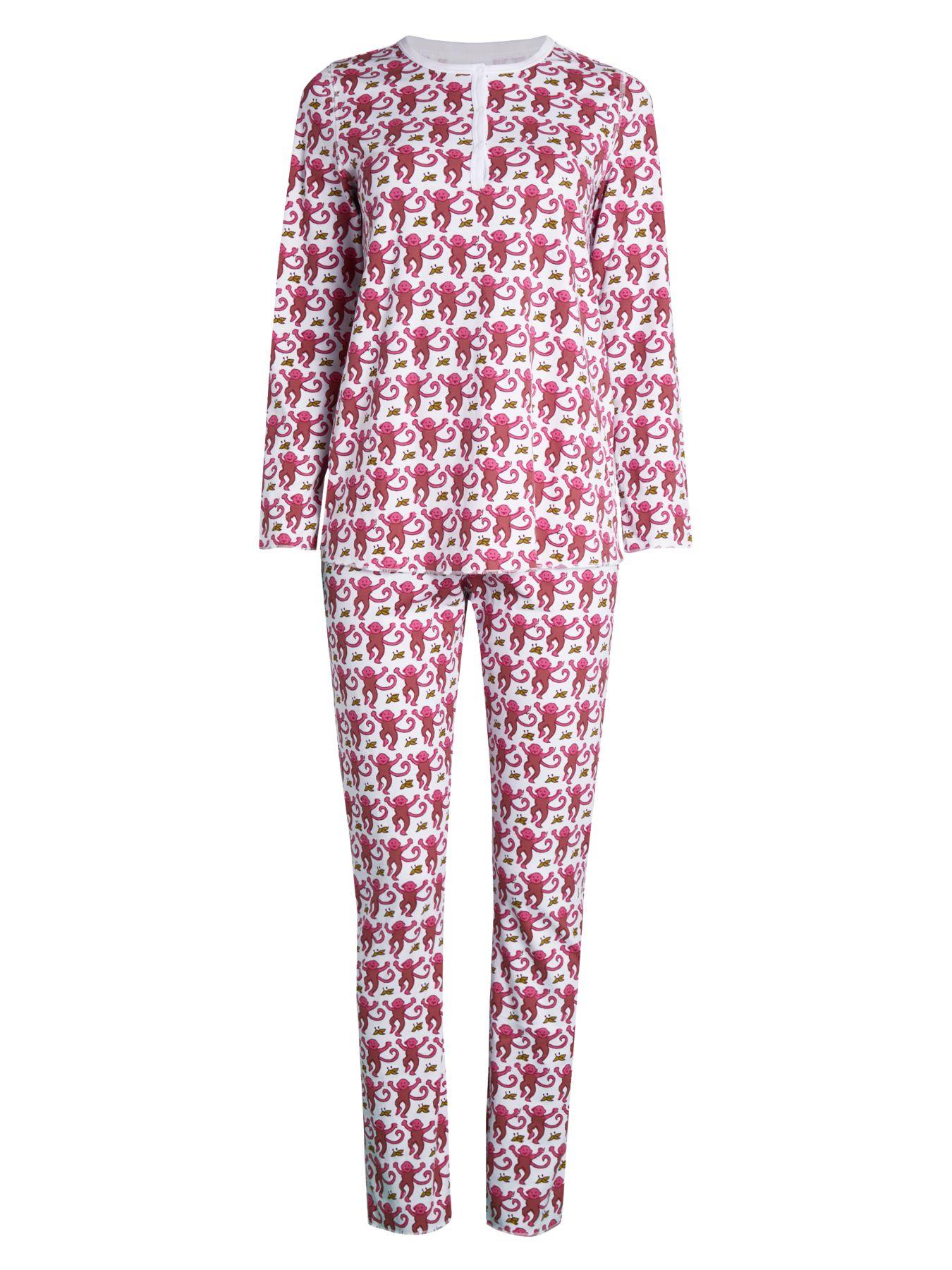 Roberta Roller Rabbit Cotton Monkey Print 2-piece Pajama Set in Pink - Lyst