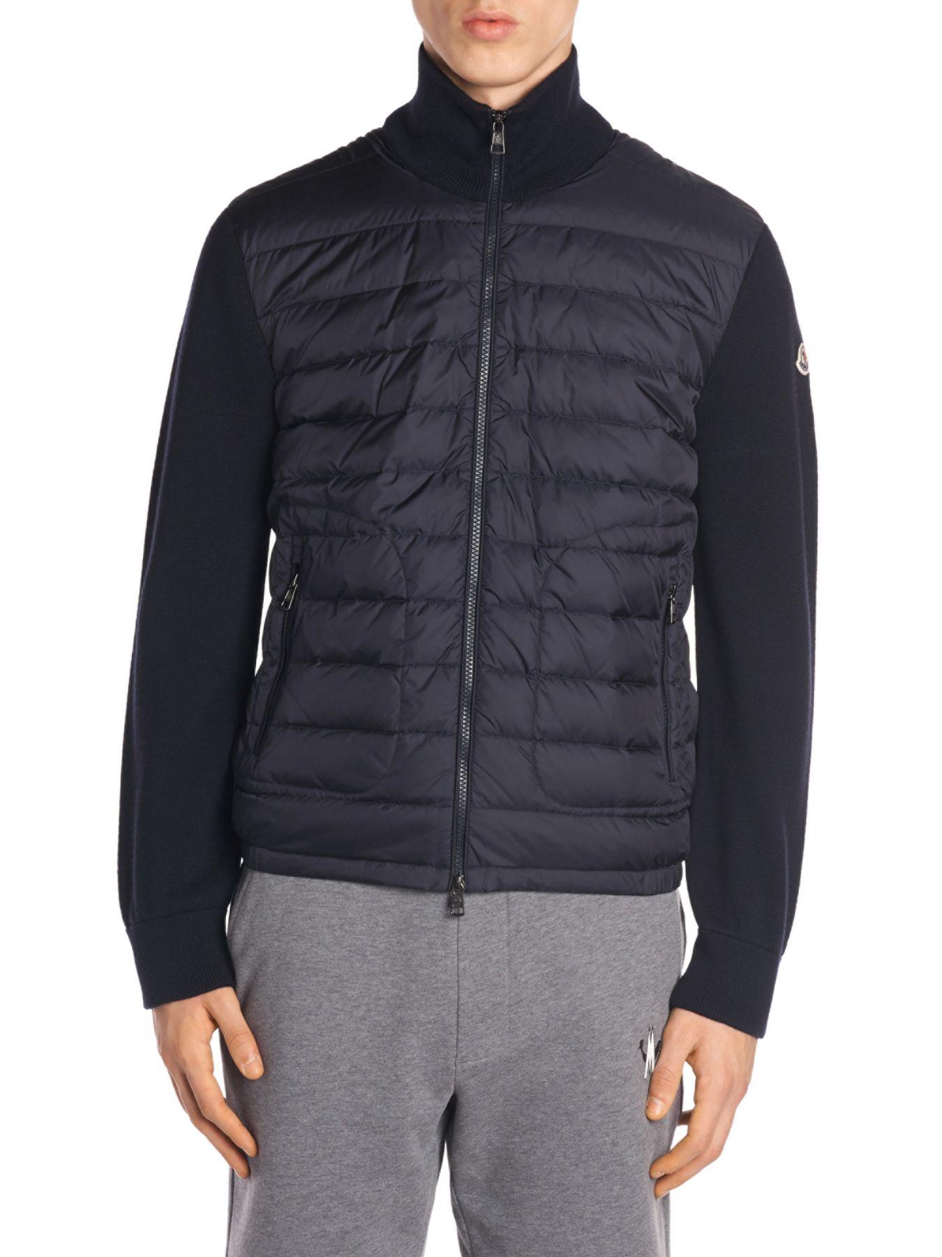 Moncler Knitsleeve Down Puffer Jacket in Blue for Men Lyst