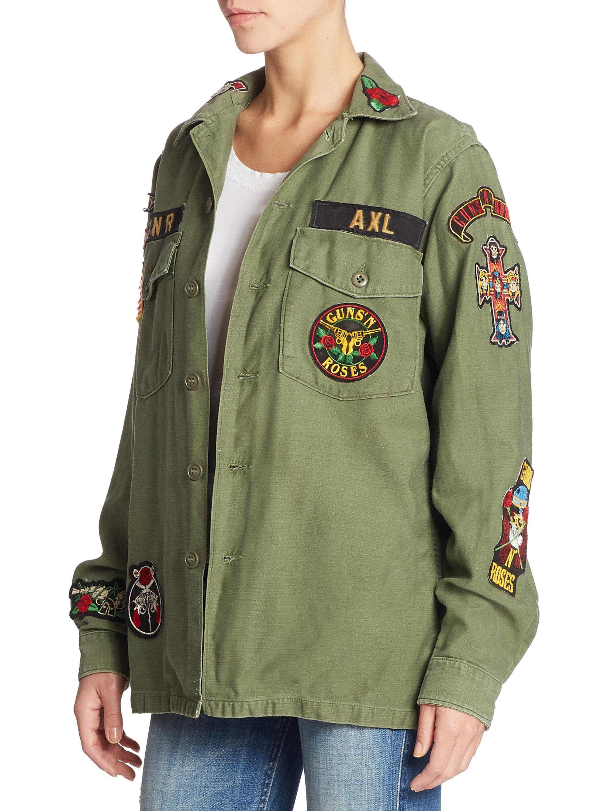MadeWorn Guns & Roses Embellished Army Jacket in Green | Lyst