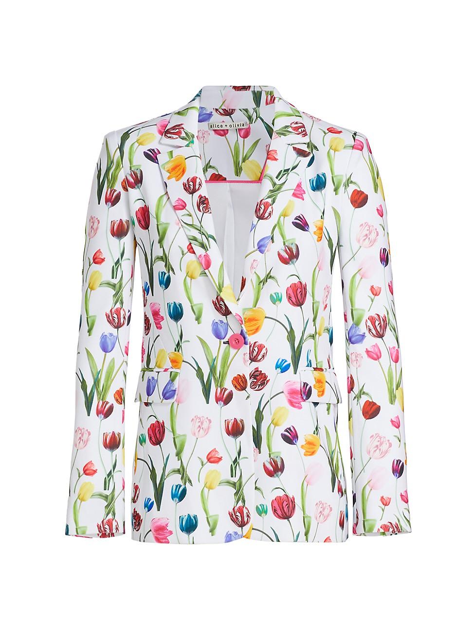 Alice + Olivia Macy Floral Crepe Fitted Blazer in White Lyst