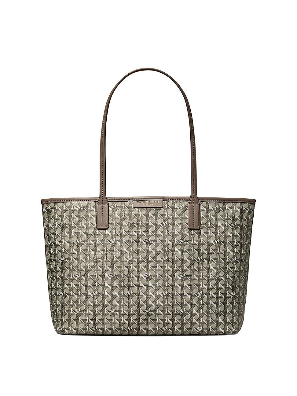 Tory Burch Small Ever-ready Basketweave Print Tote Bag in White | Lyst