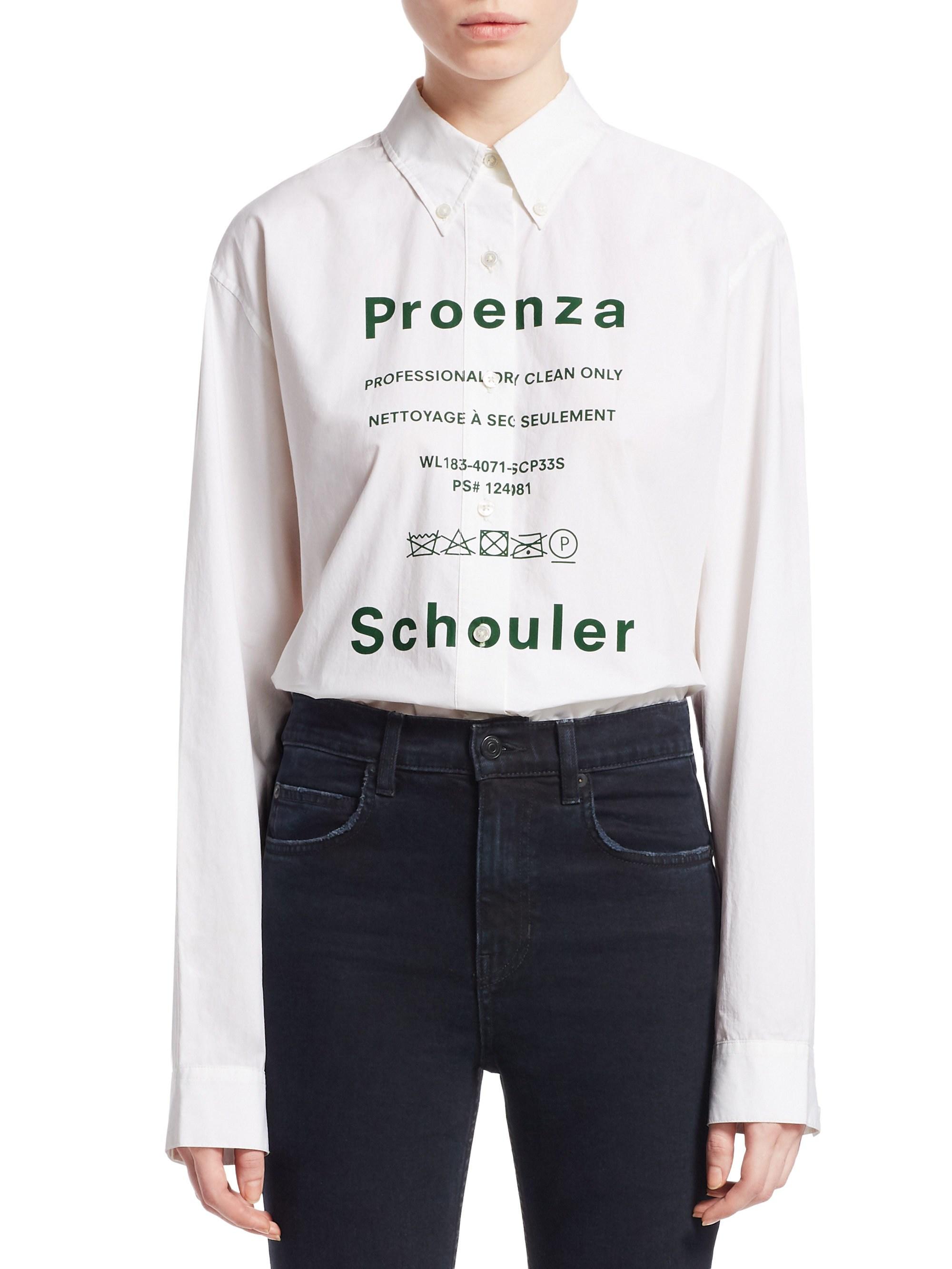 Proenza Schouler Cotton Logo Print Shirt in White - Lyst
