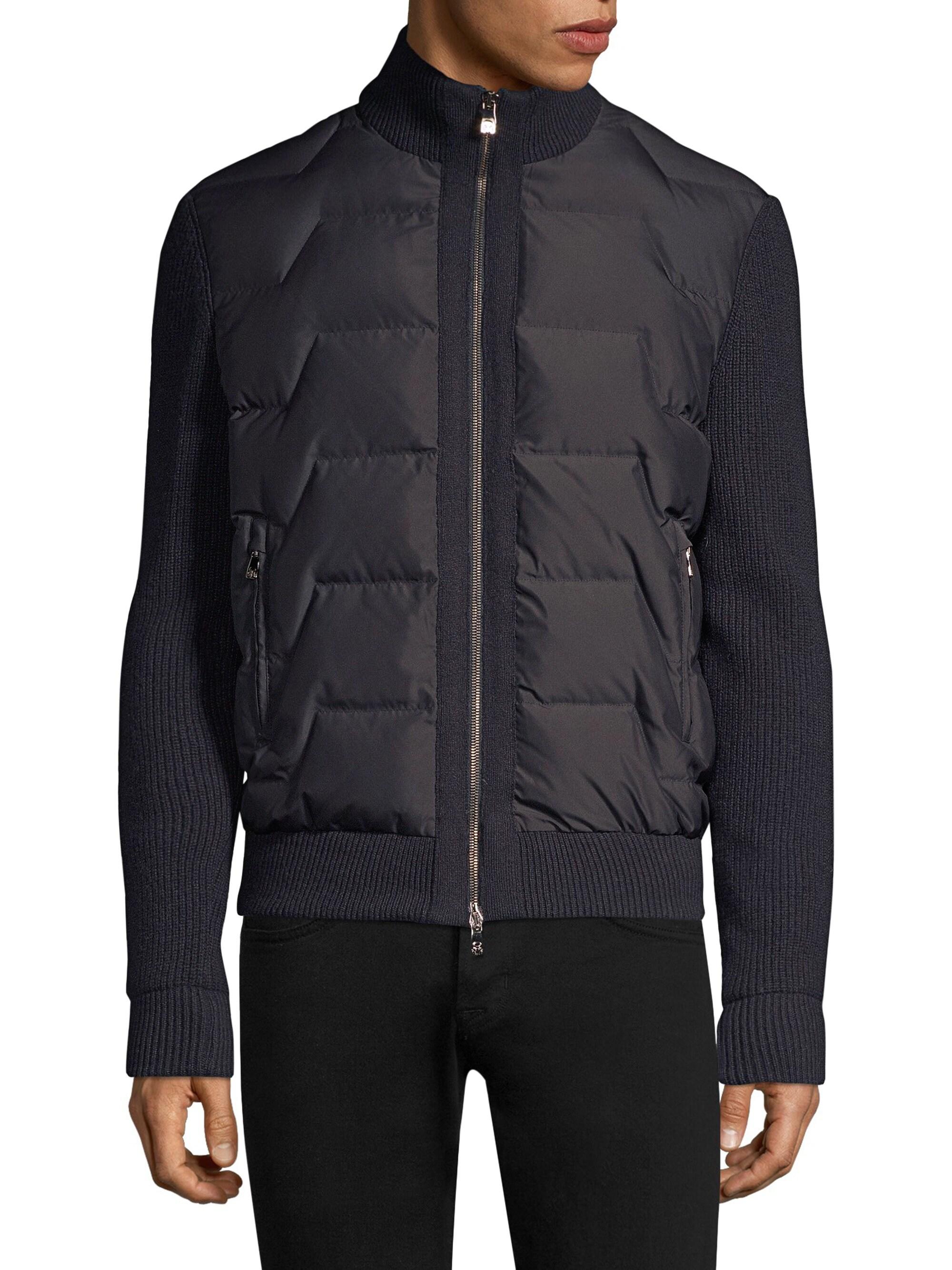 knitted sleeve bomber jacket