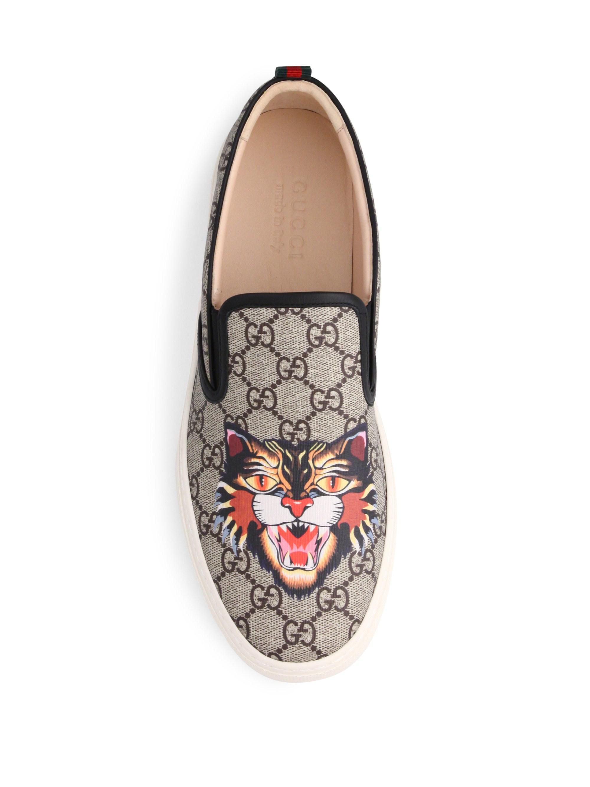 Gucci Canvas GG Supreme Angry Cat Slip 