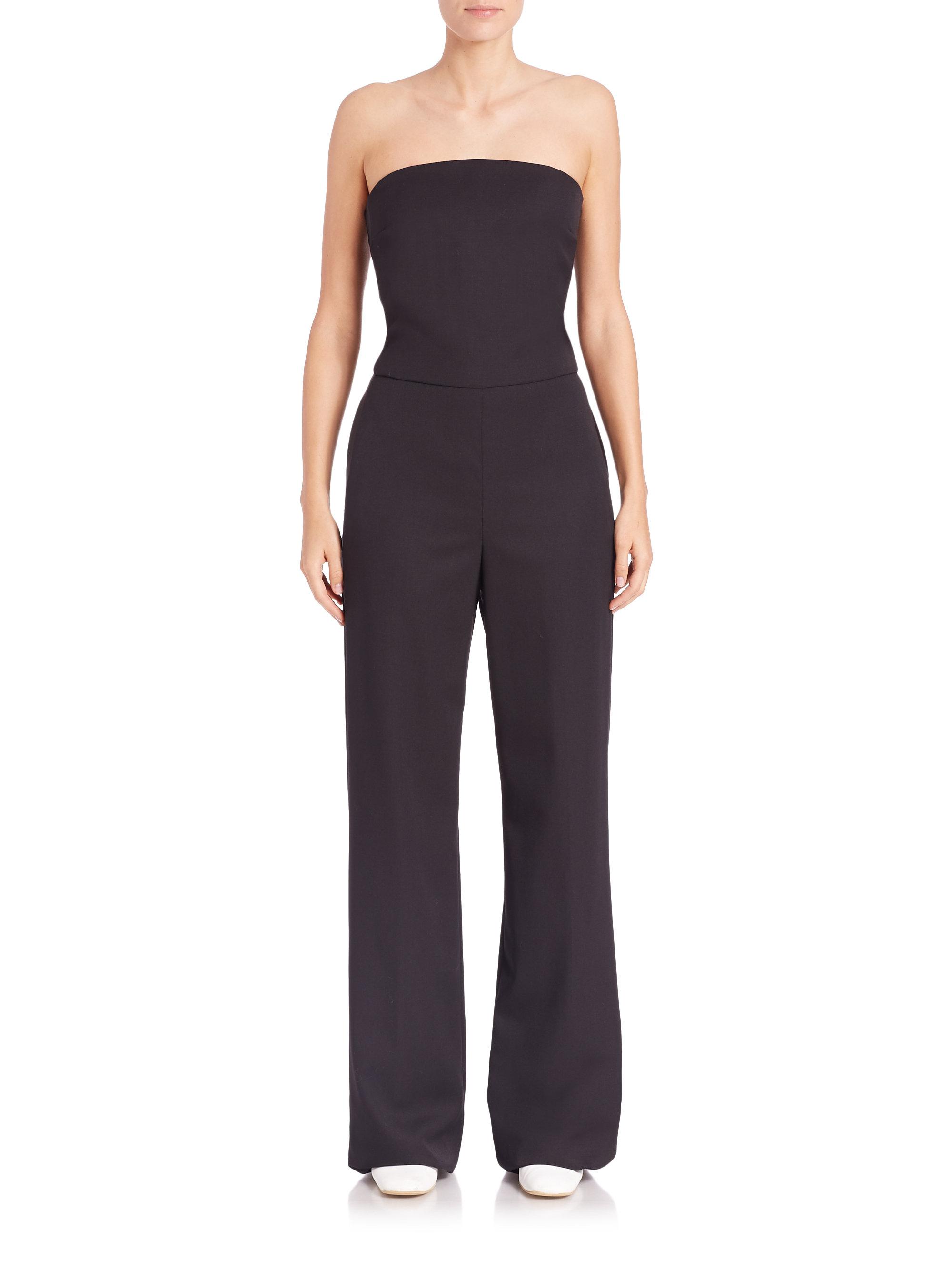 strapless tuxedo jumpsuit
