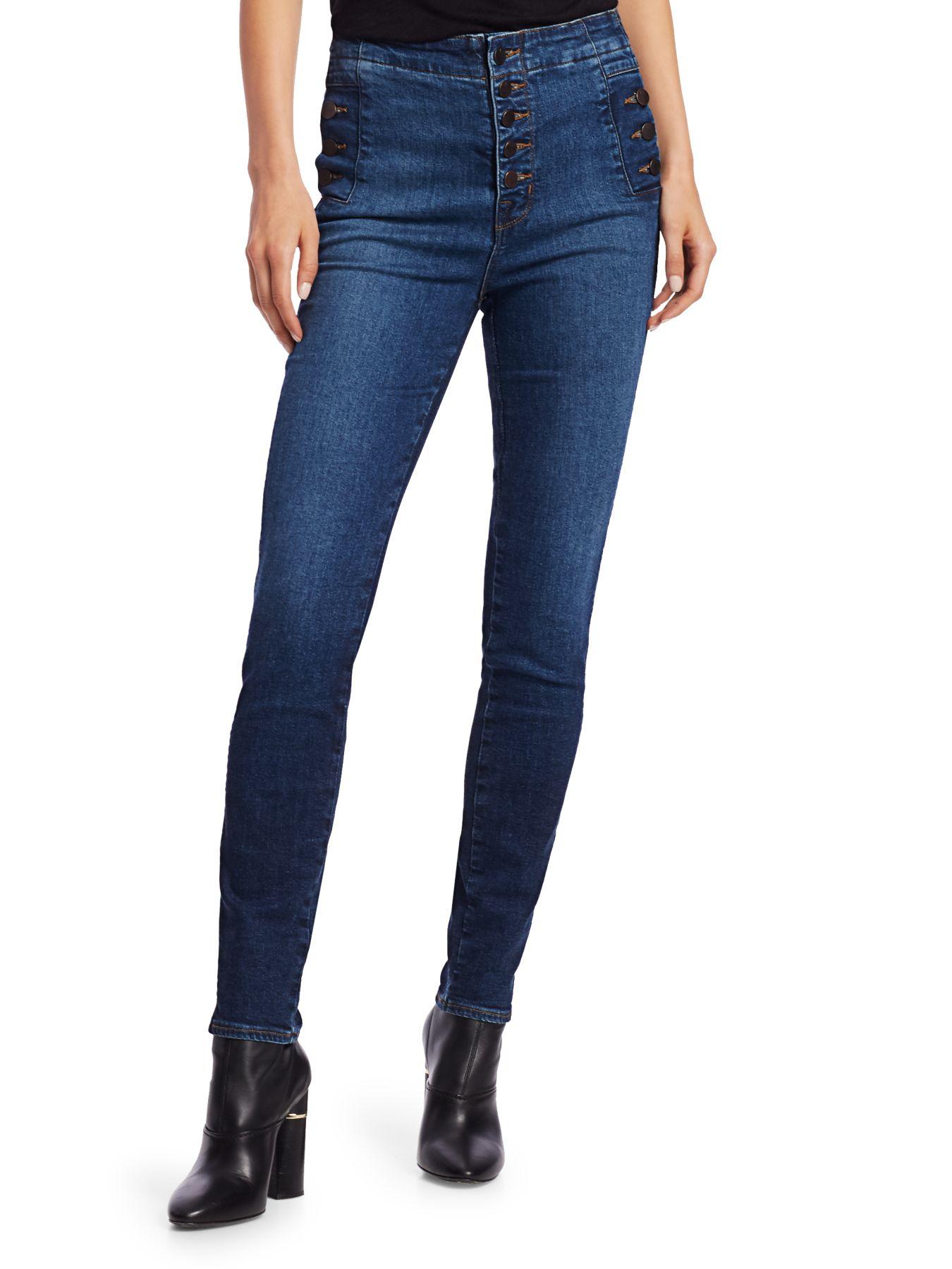 J Brand Denim Natasha High-rise Button Skinny Jeans in Blue - Lyst