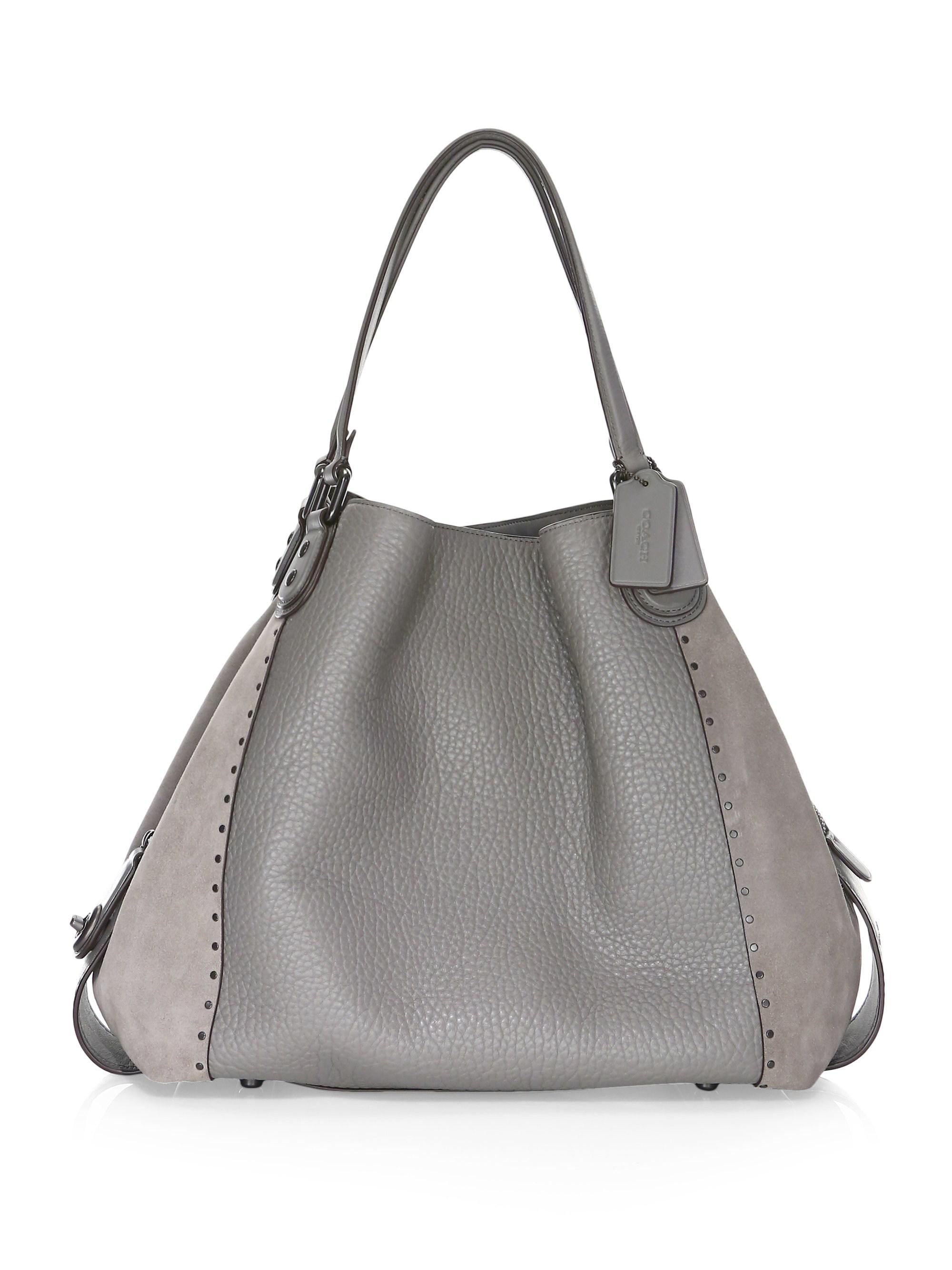 COACH Edie Leather Hobo Bag in Grey (Gray) Lyst