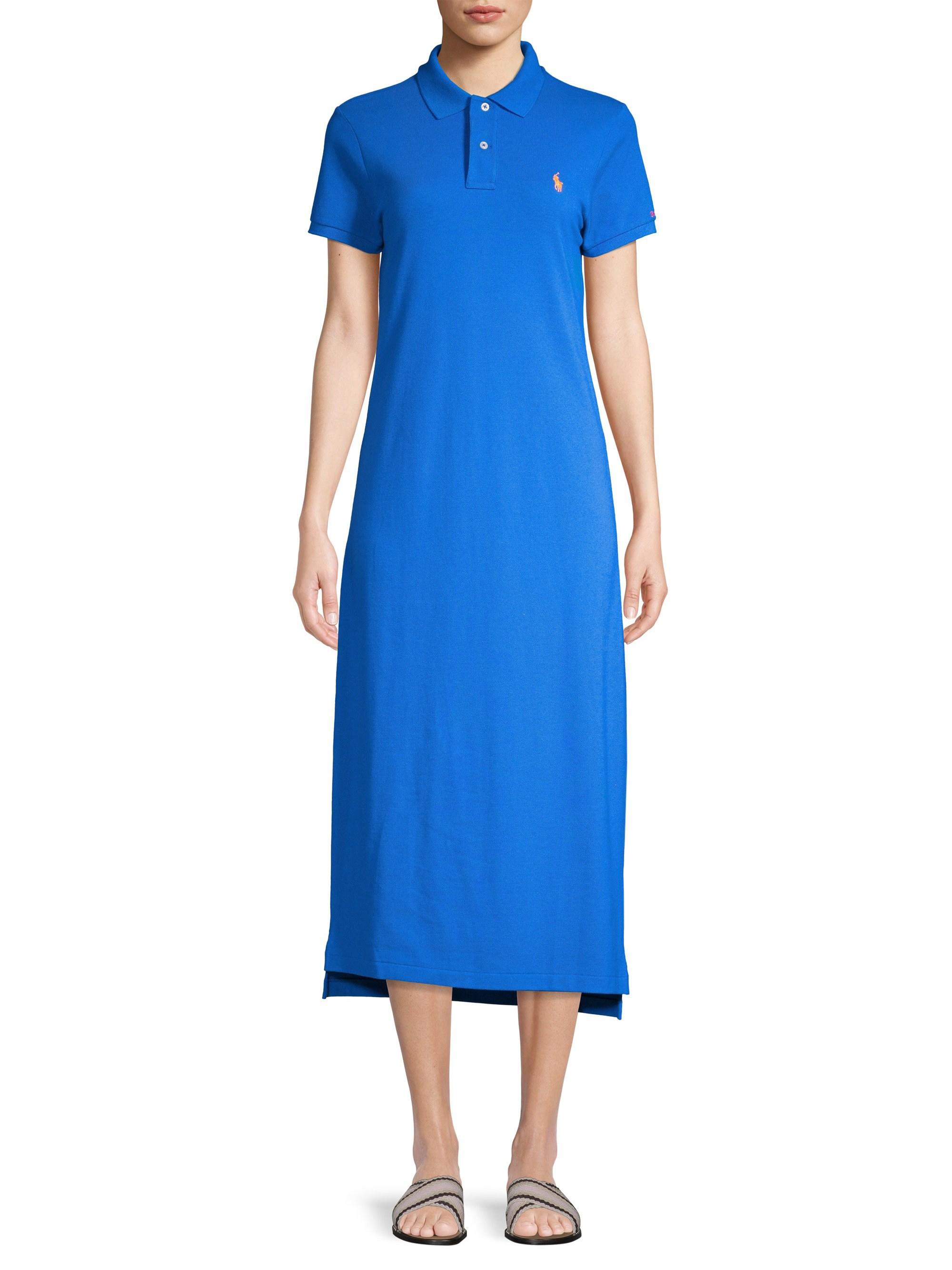 Polo Ralph Lauren Blue Dress With A Polo Collar | Lyst