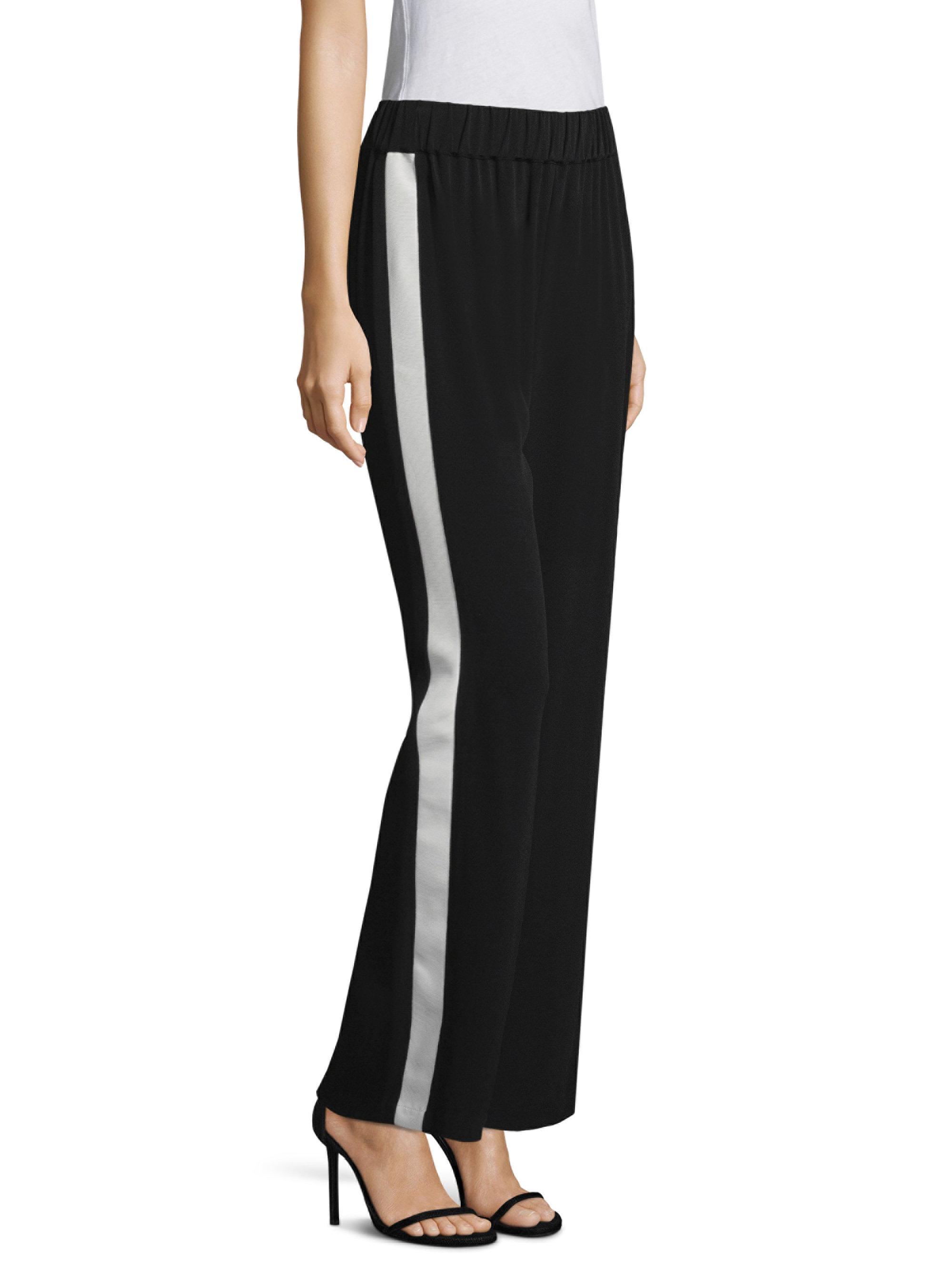 black and white striped track pants