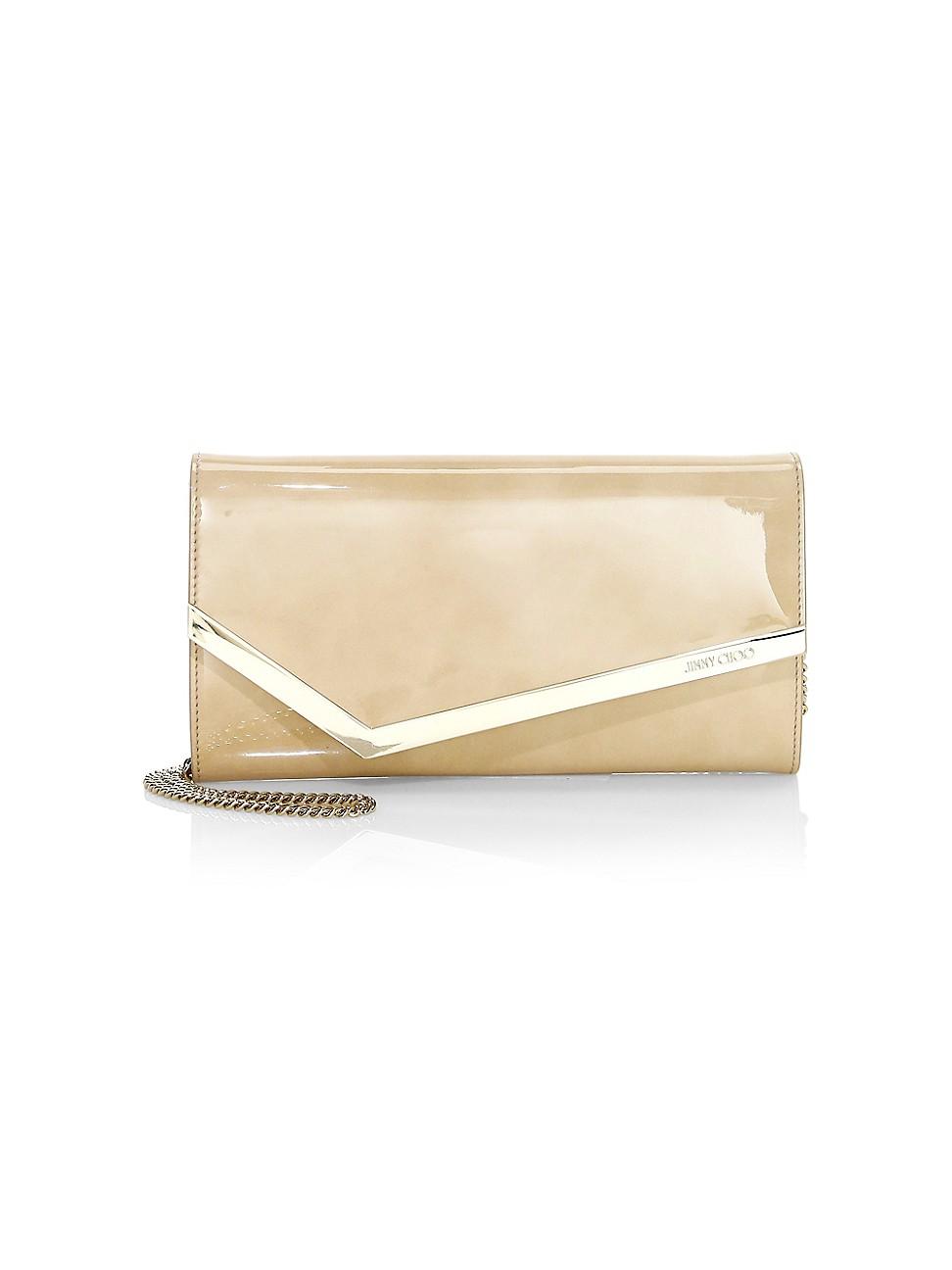 Jimmy Choo Milla Patent Leather & Suede Clutch in Natural