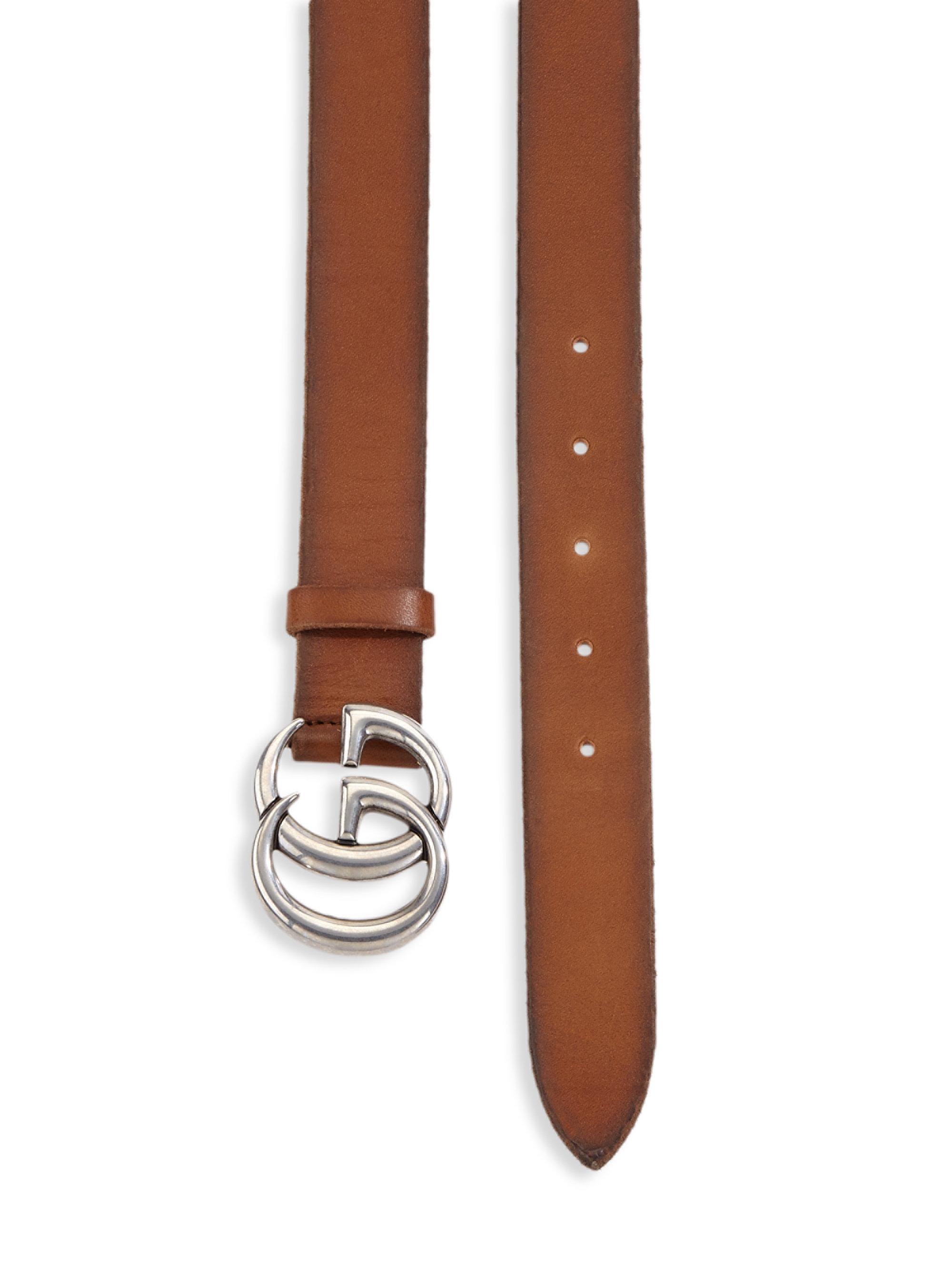 Gucci Gg Marmont Leather Belt in Brown for Men - Lyst