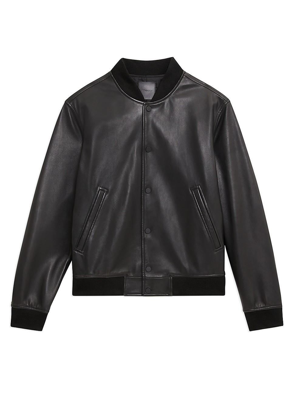 Theory Leather Varsity Jacket in Black for Men | Lyst