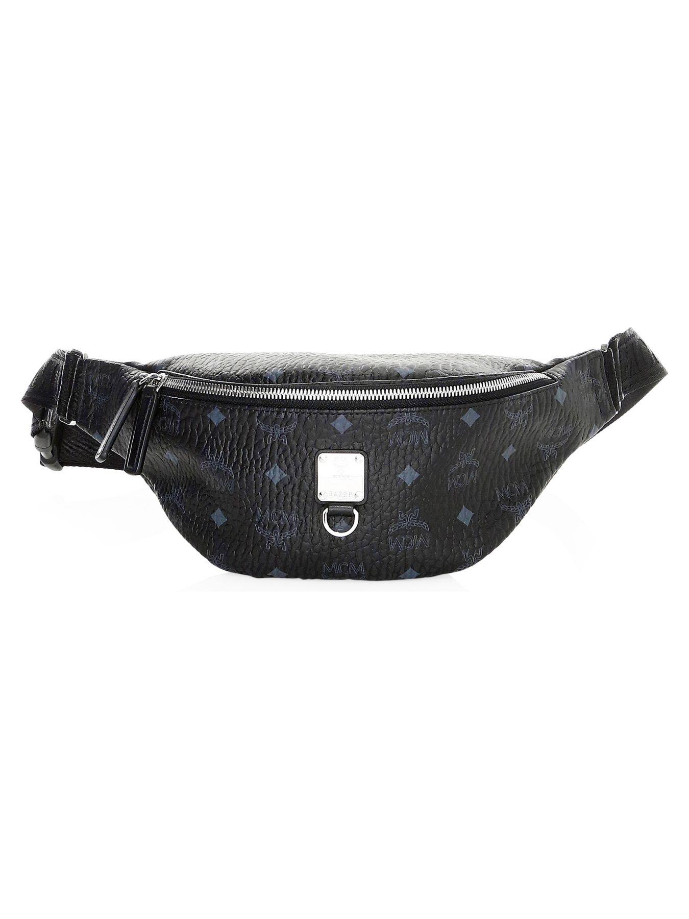MCM Leather Fursten Visetos Small Belt Bag in Black - Lyst