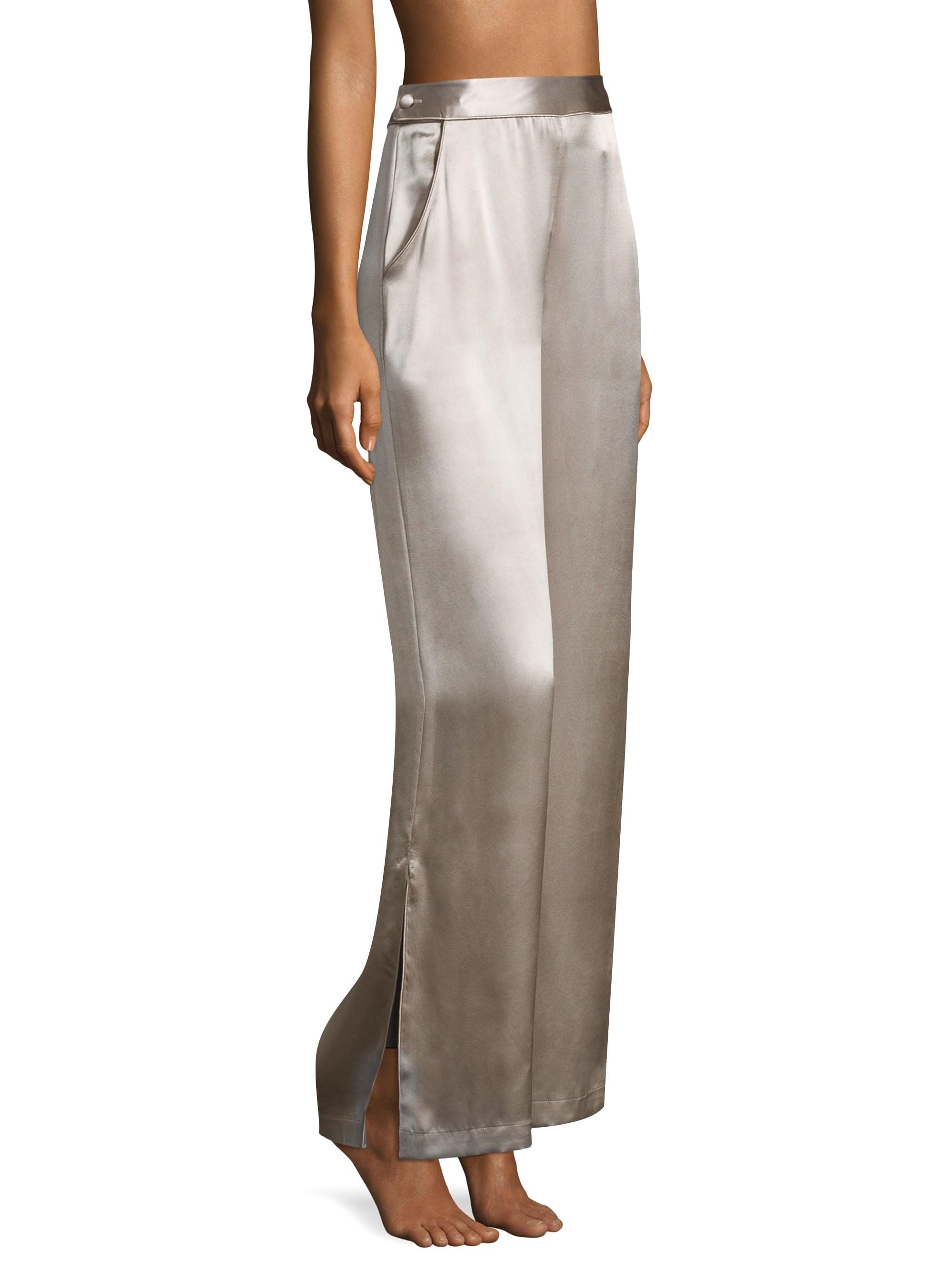 Wide-leg Silk Pants - Champagne | Lyst