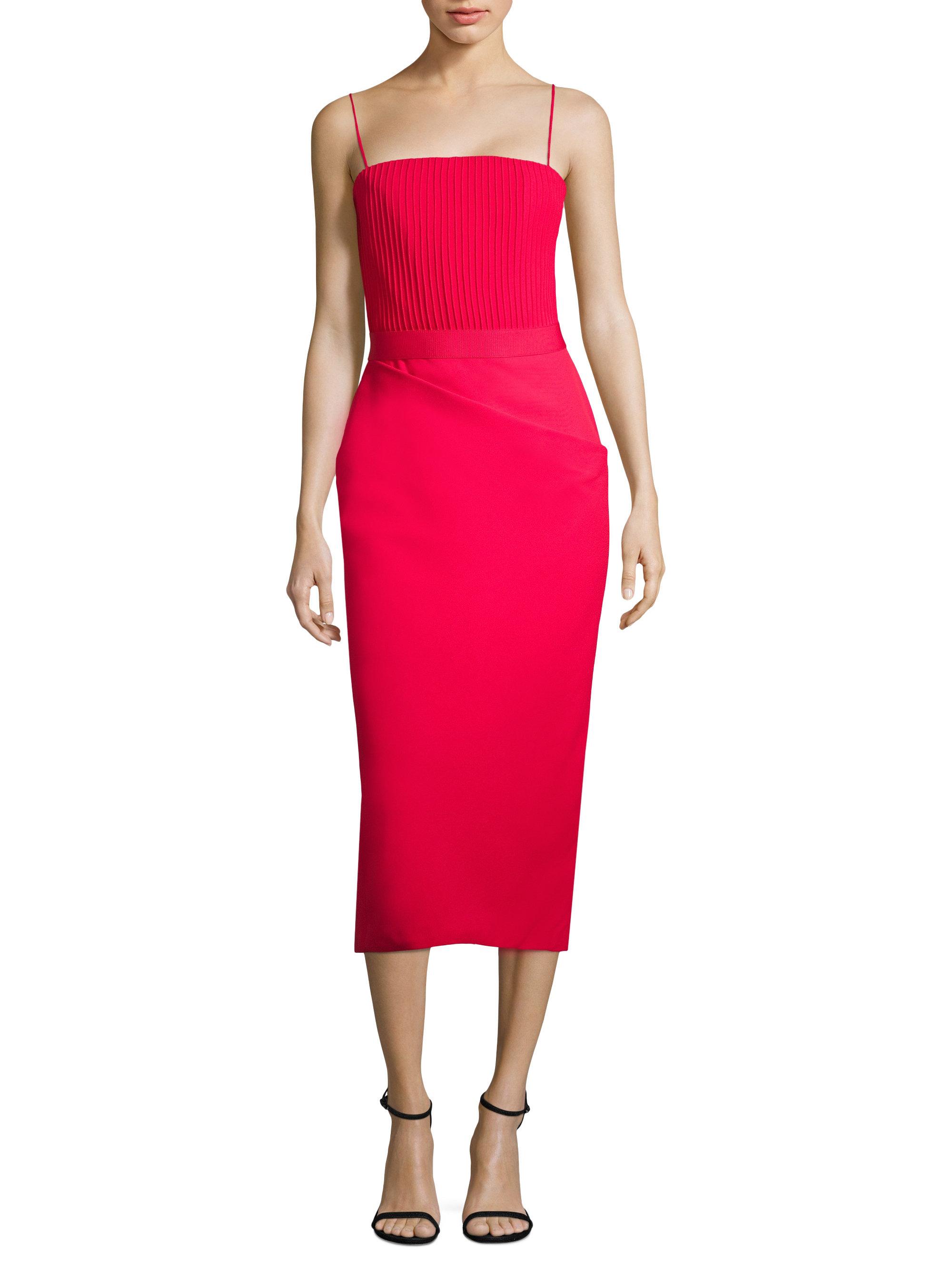 Brandon Maxwell Synthetic Sleeveless Ribbed Dress in Red - Lyst