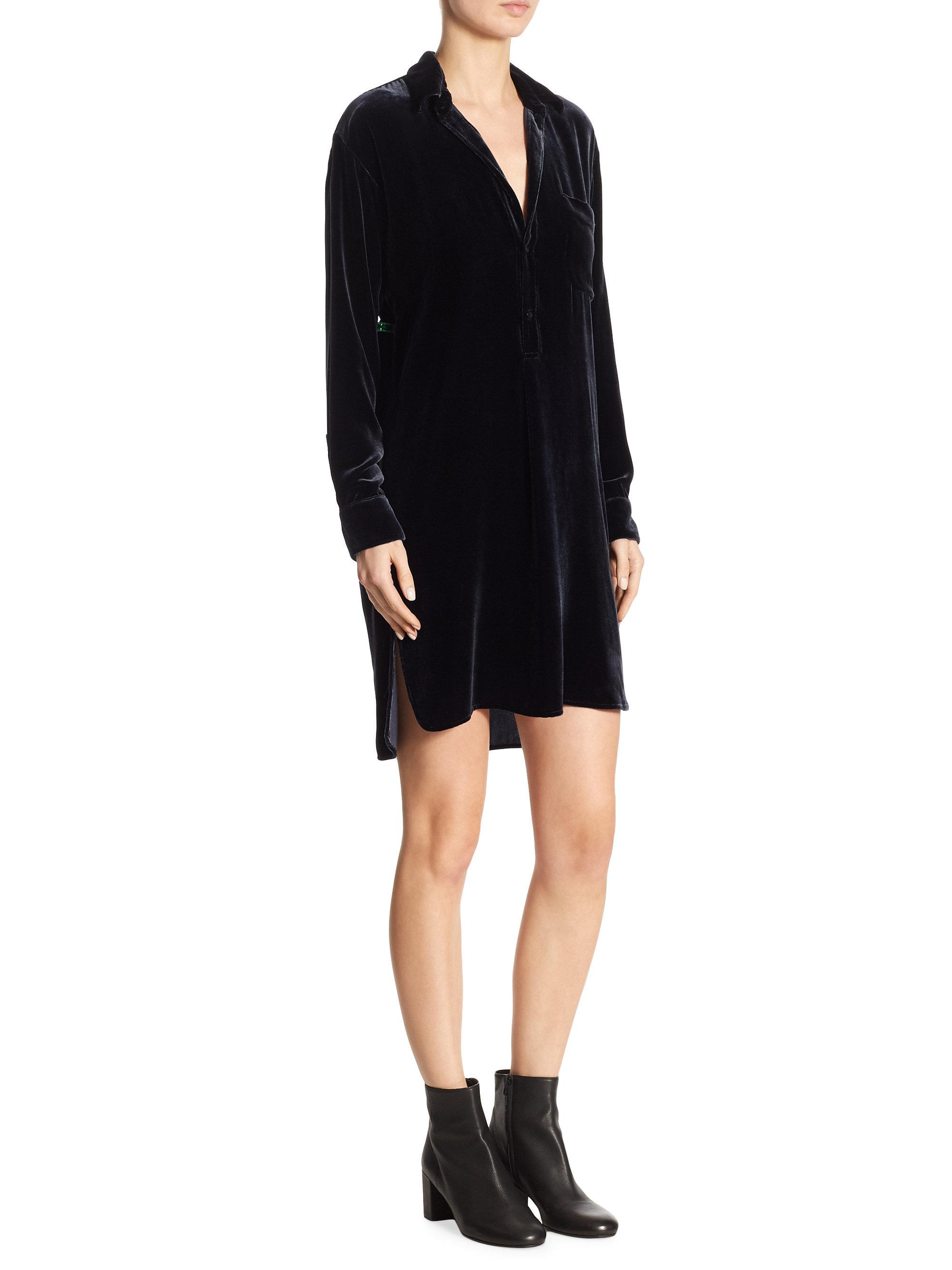 vince velvet shirt dress