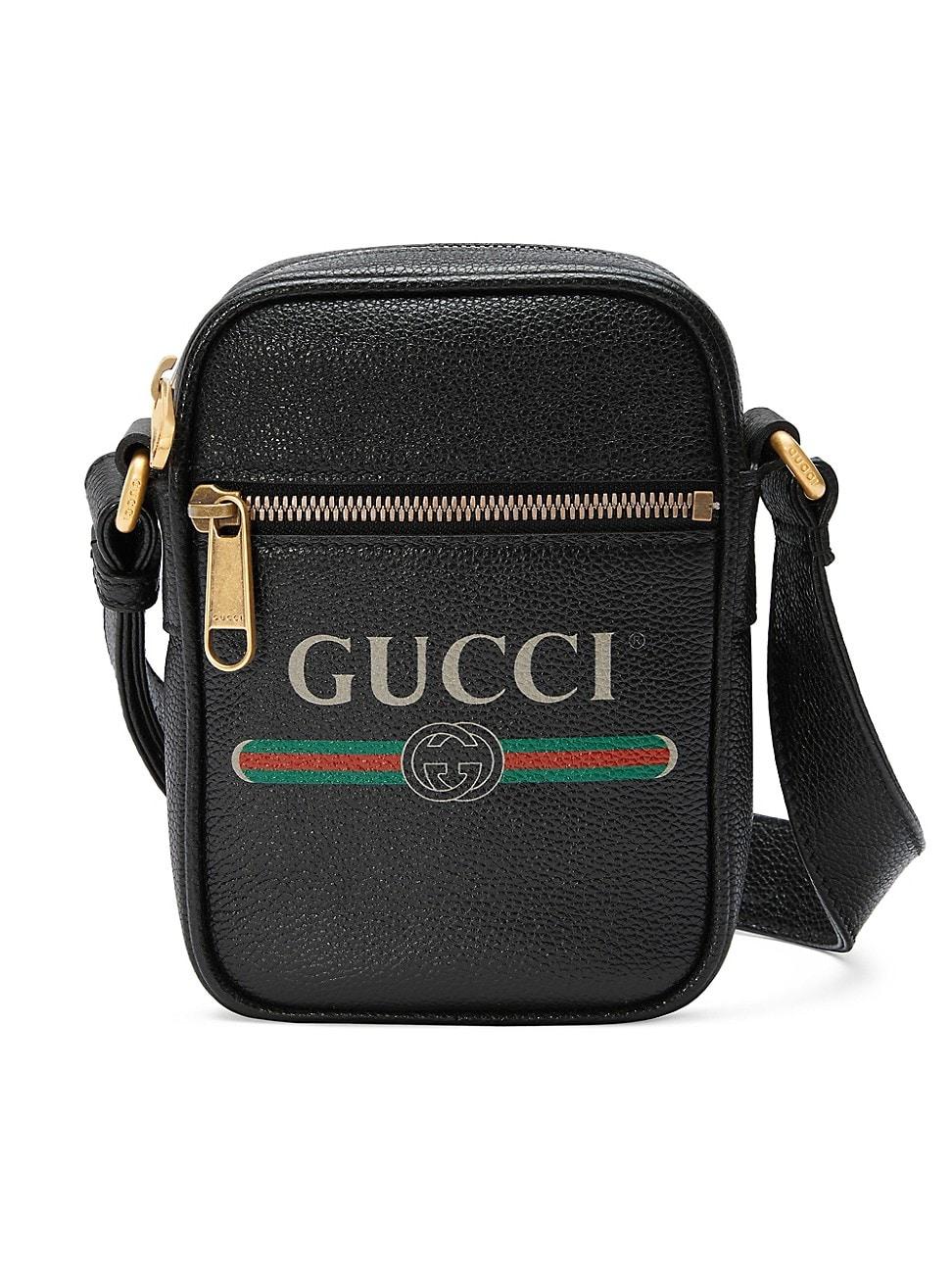 Gucci Print Leather Shoulder Bag in Black for Men | Lyst
