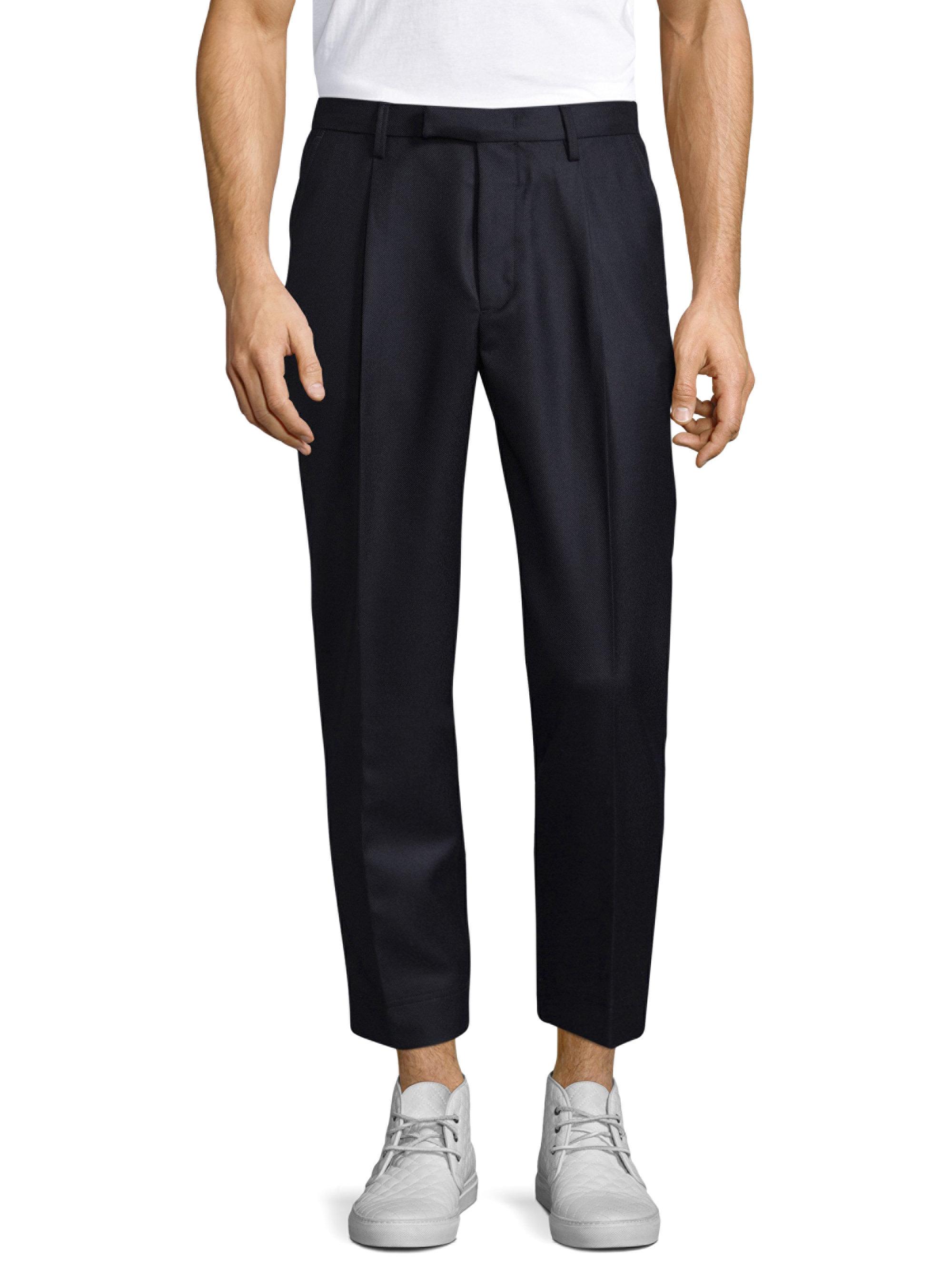 Moncler Pantalone Slim-fit Wool Pants in Navy (Blue) for Men | Lyst