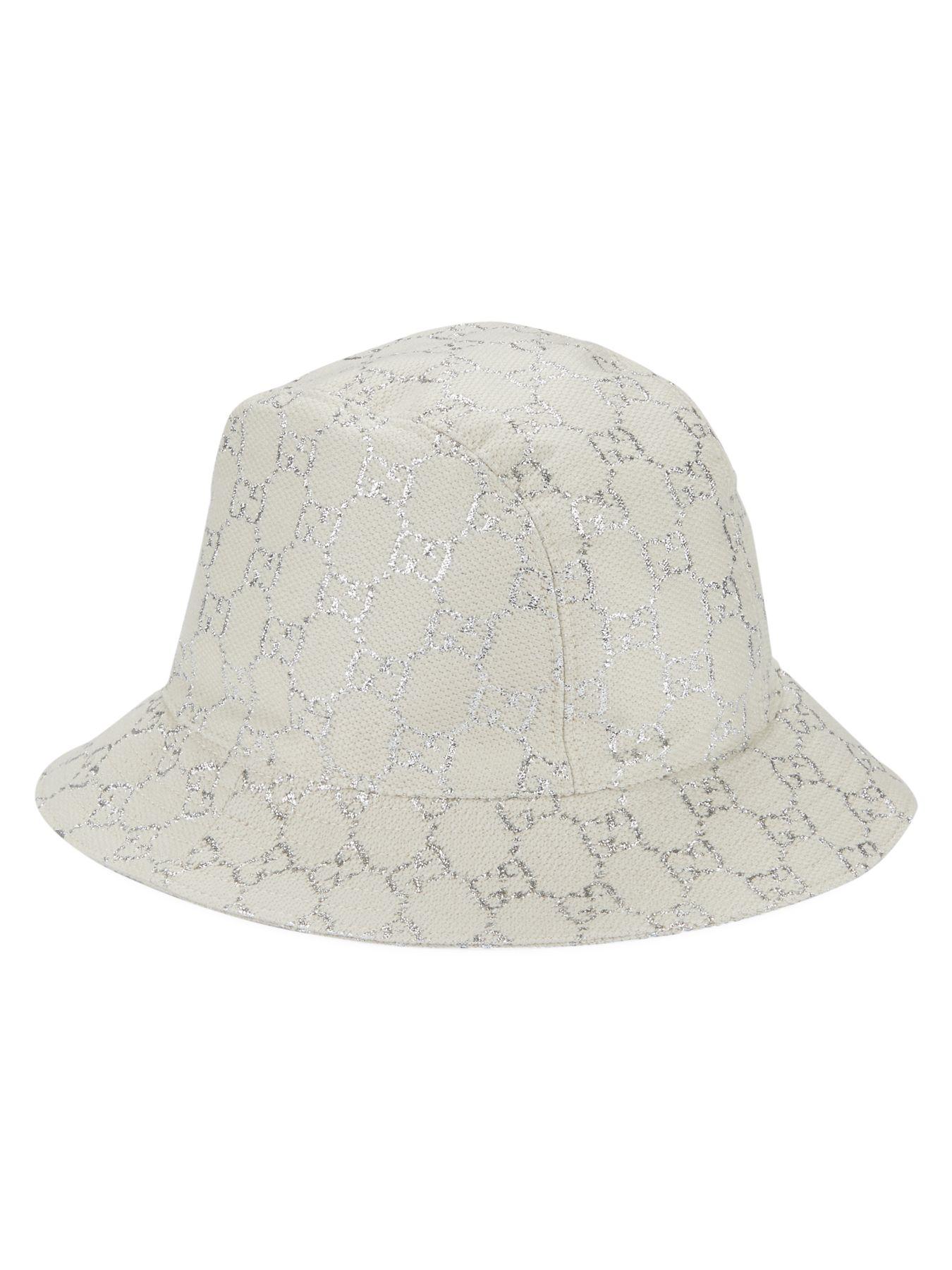 Gucci Synthetic GG Lamé Bucket Hat in White - Lyst