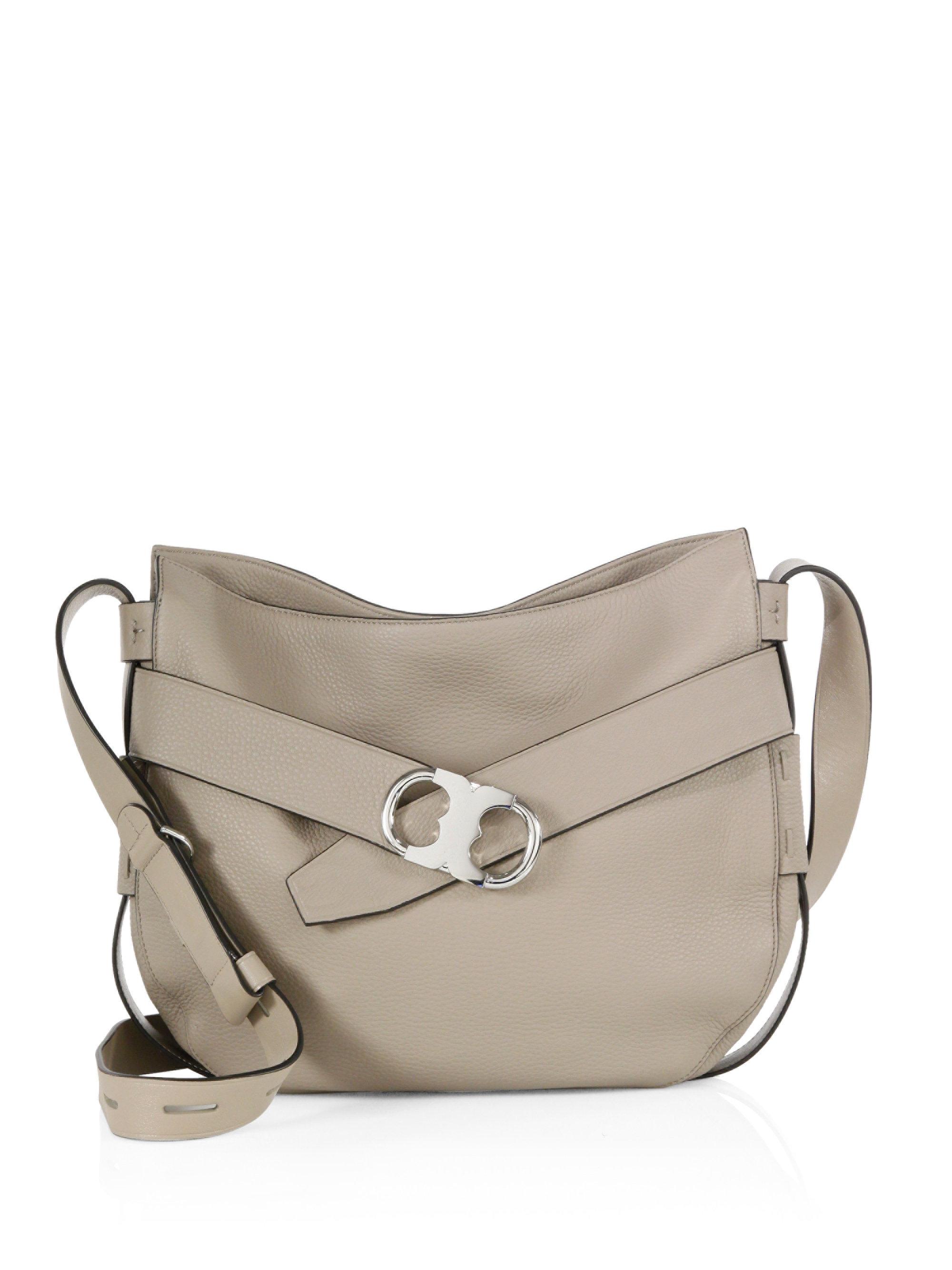 Tory Burch Gemini Link Leather Crossbody Bag in French Grey (Gray) Lyst