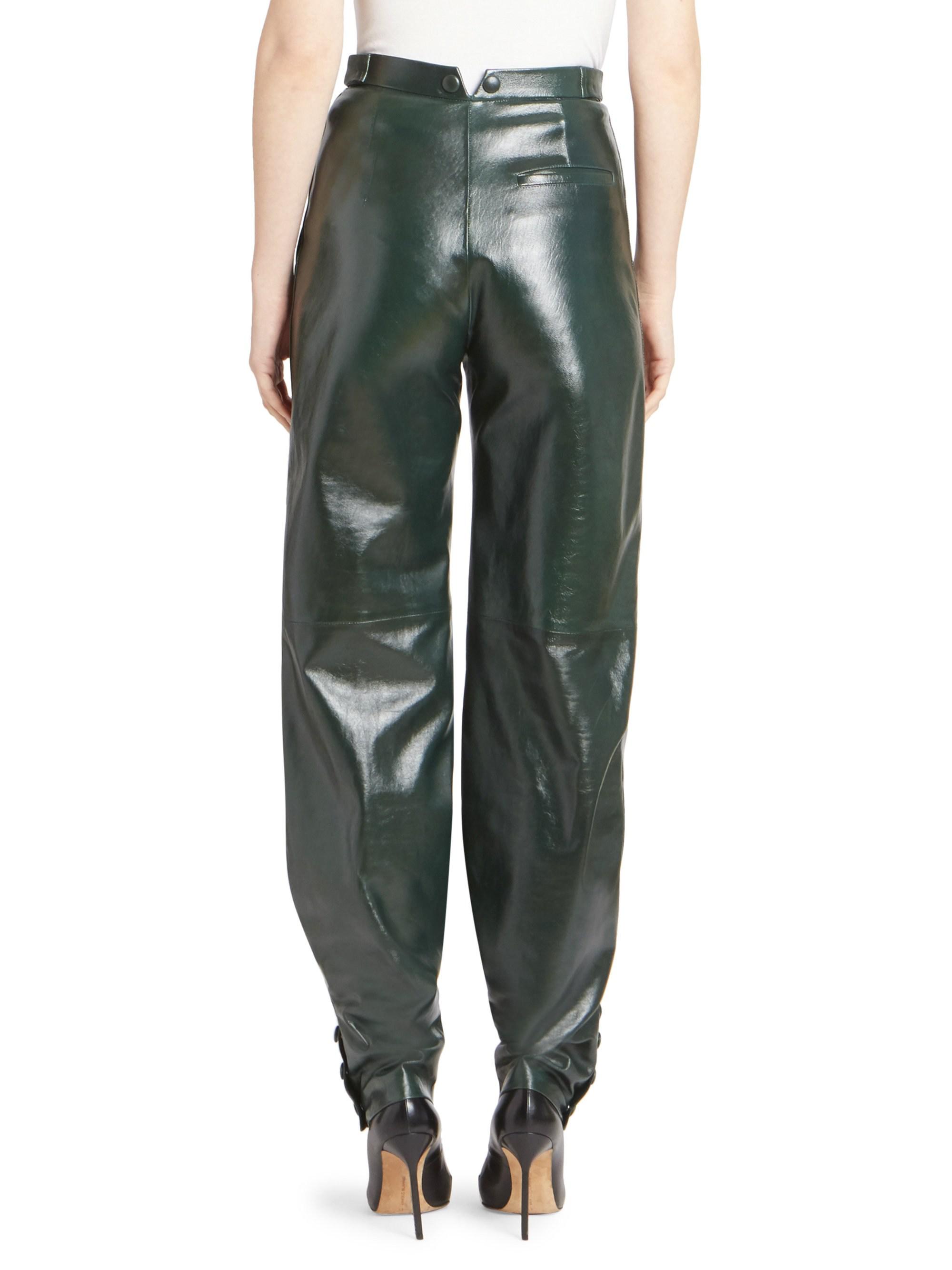 leather green pants