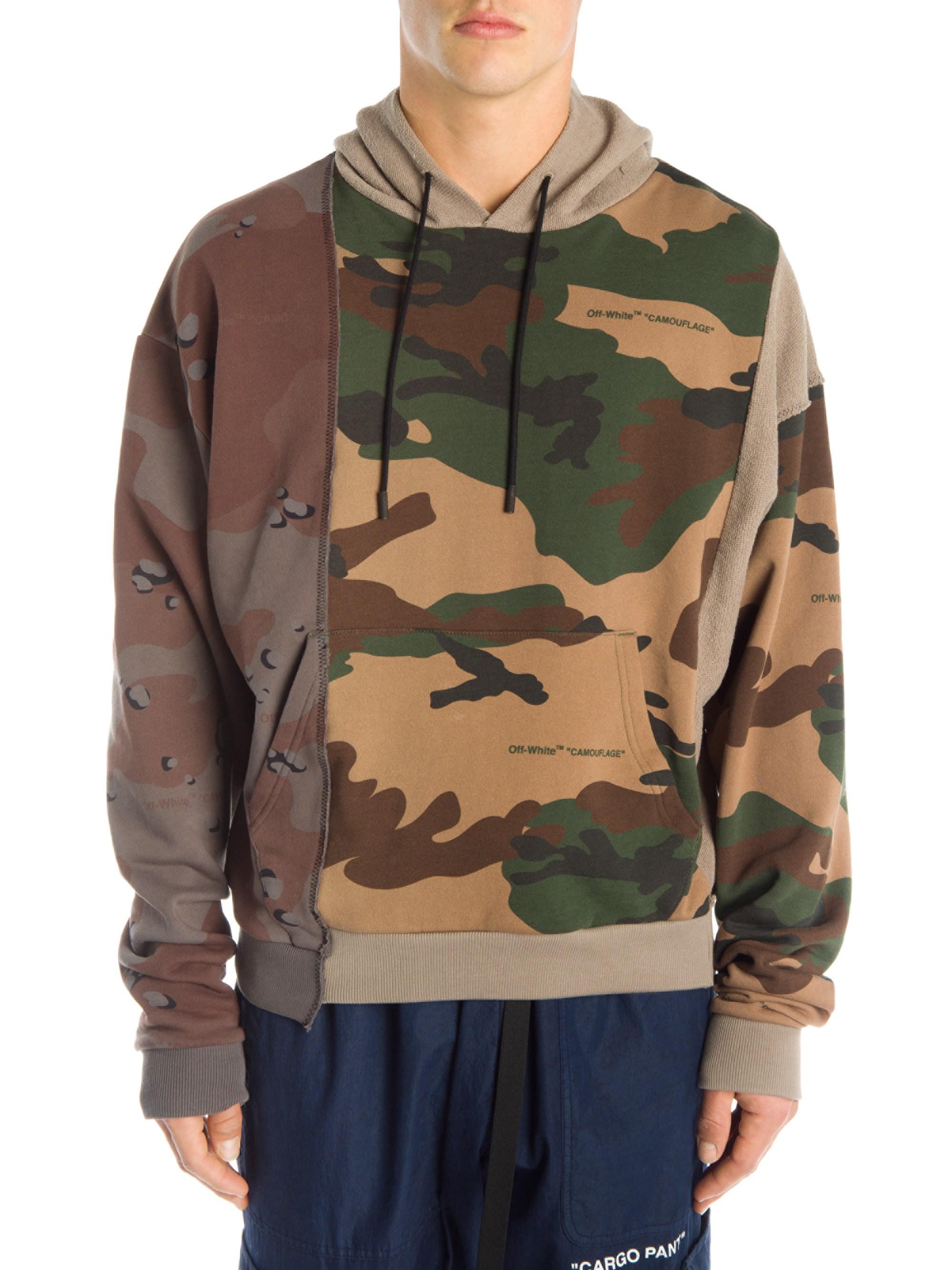 Off-White c/o Virgil Abloh Cotton Panelled Camouflage Hooded Sweatshirt for  Men | Lyst