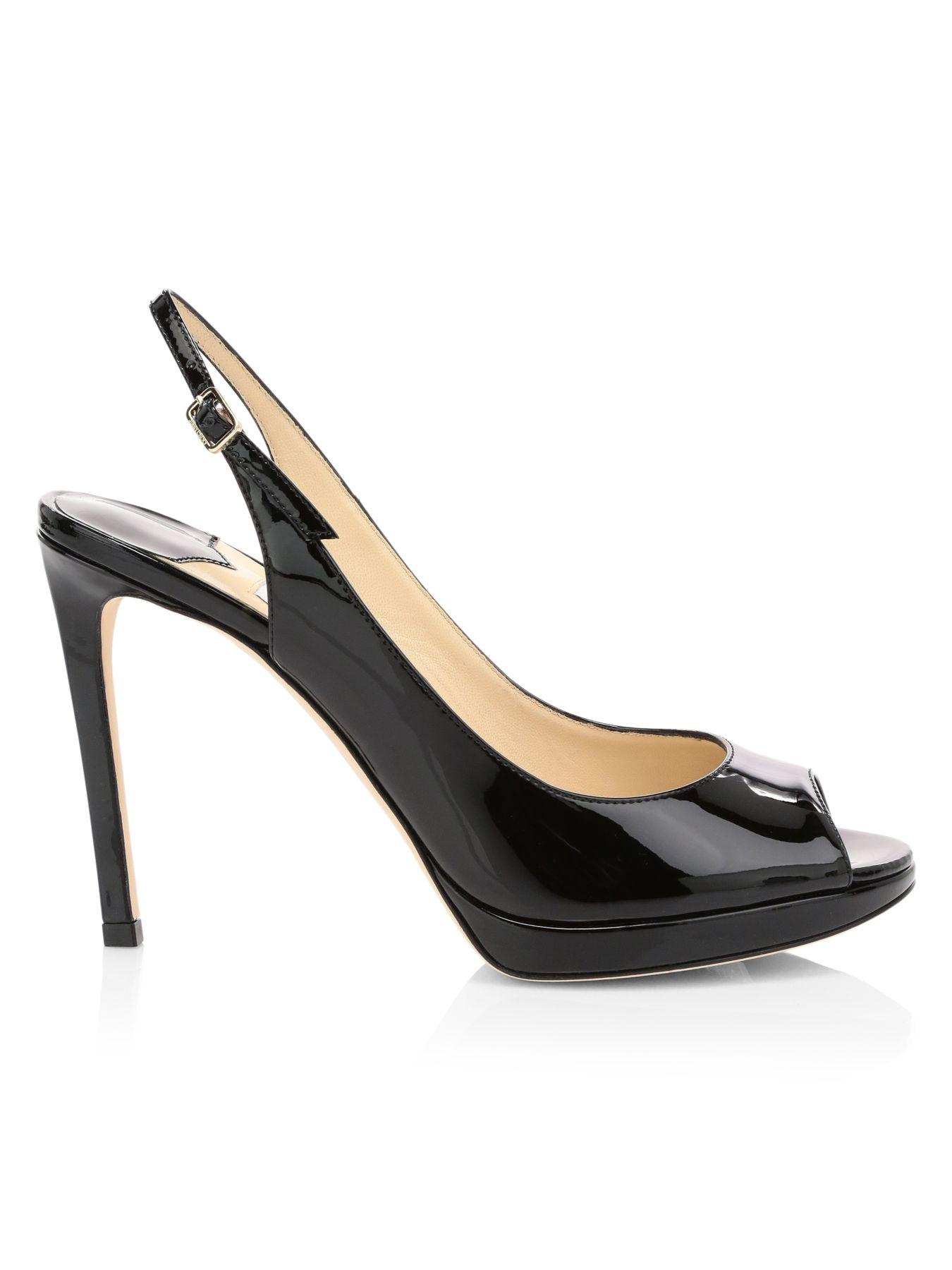 Jimmy Choo Nova Peeptoe Patent Leather Slingback Platform Pumps in