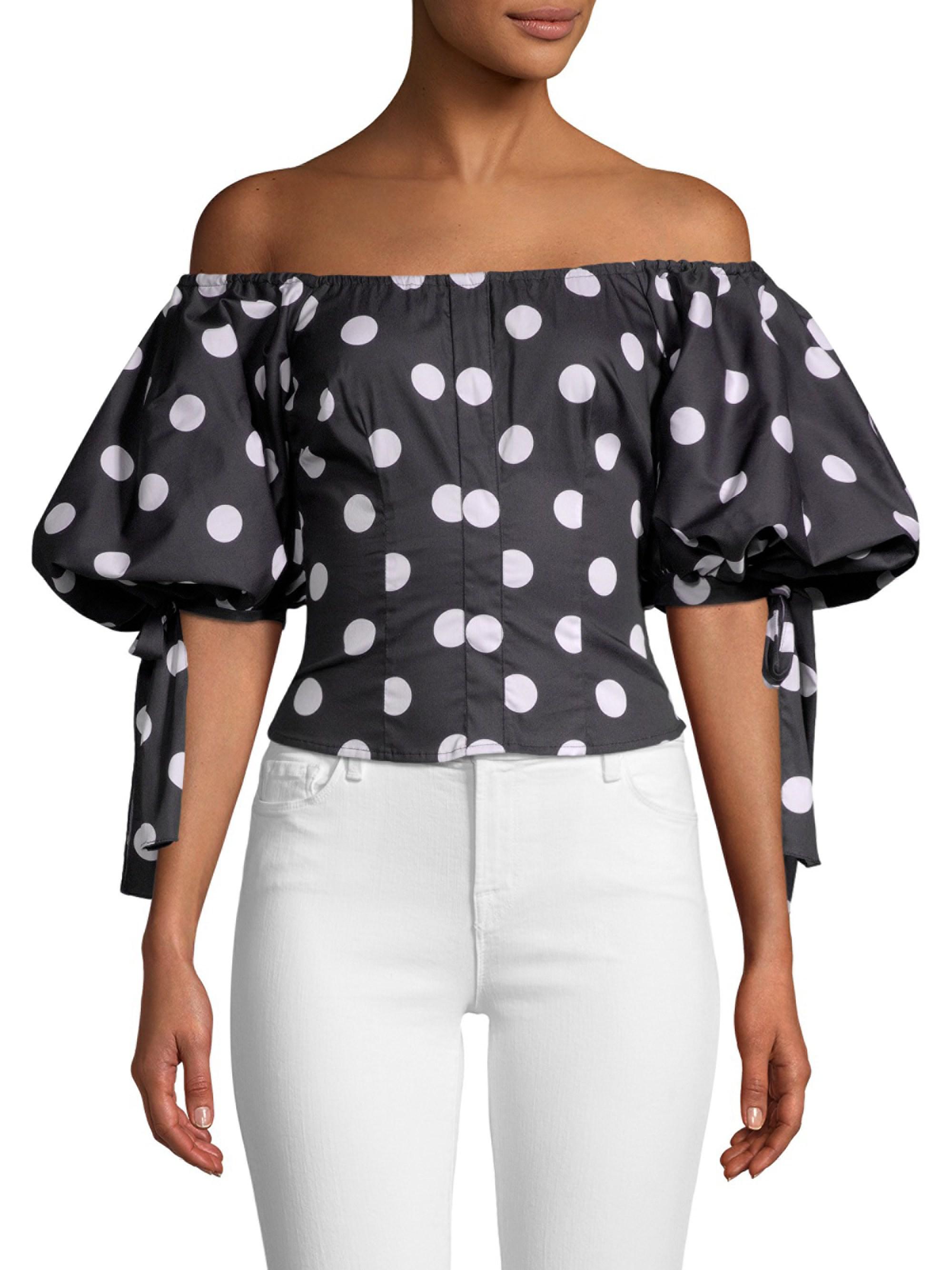 polka dot off the shoulder top
