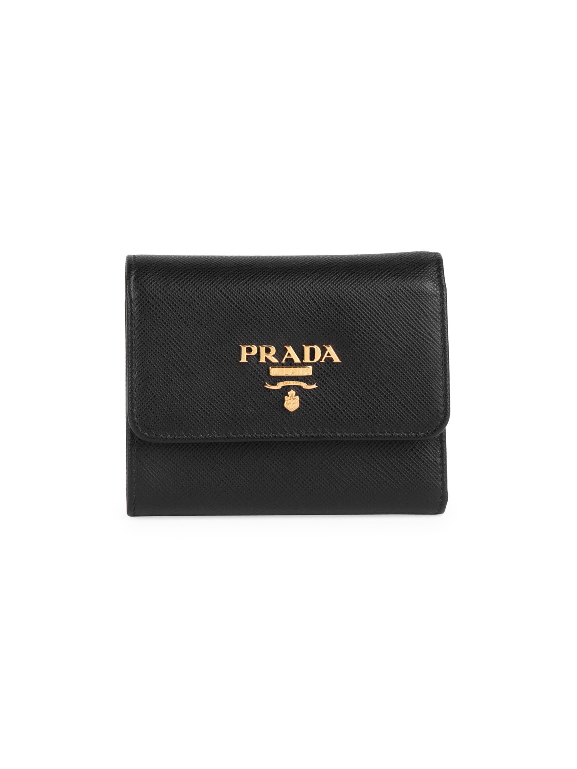 Prada Women's Small Saffiano Leather Continental Wallet - Black in ...