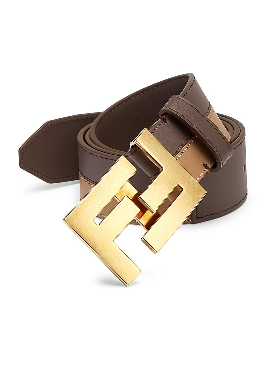 fendi brown leather belt
