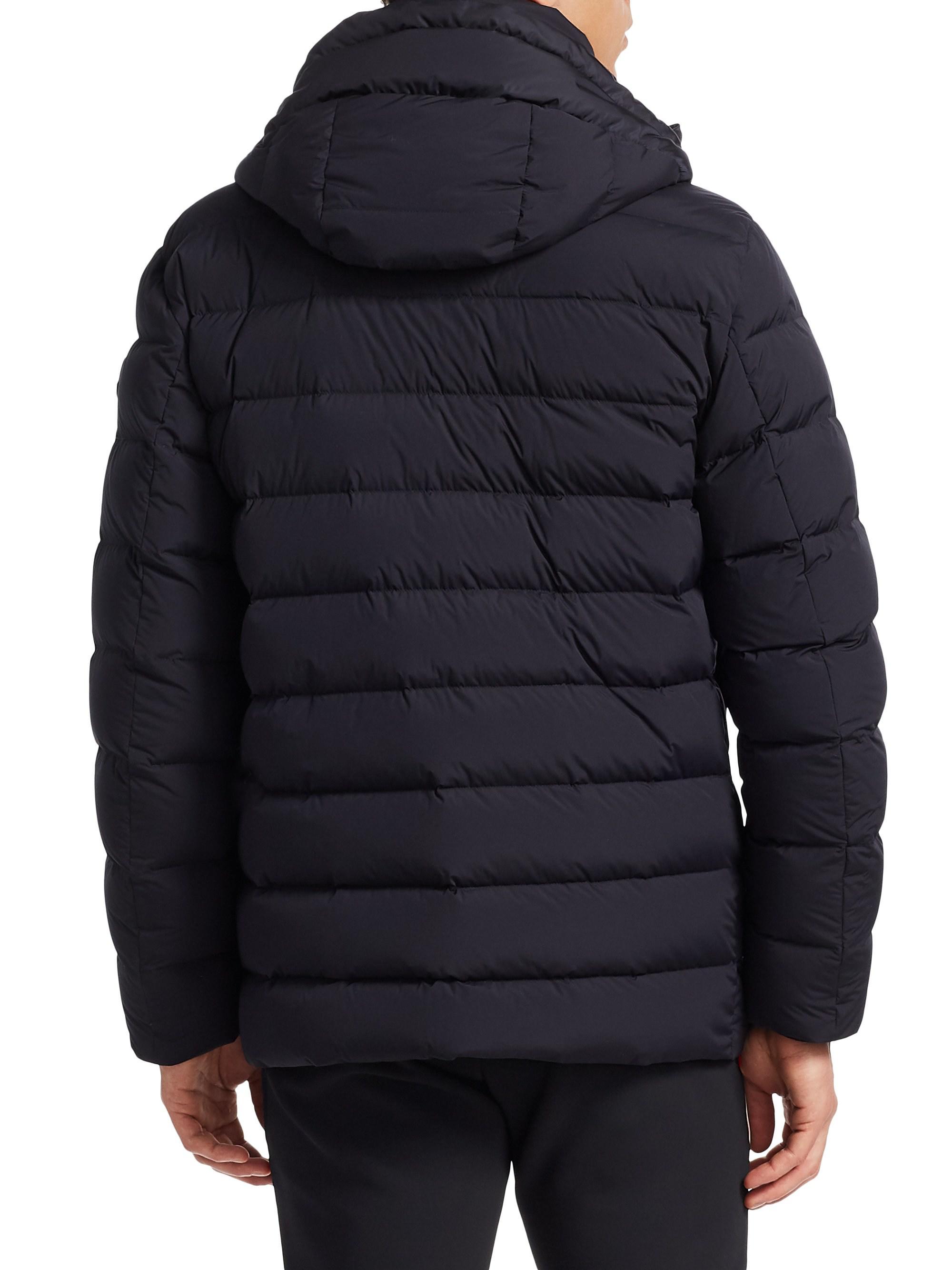 Mathieu Hooded Puffer Jacket in Navy 