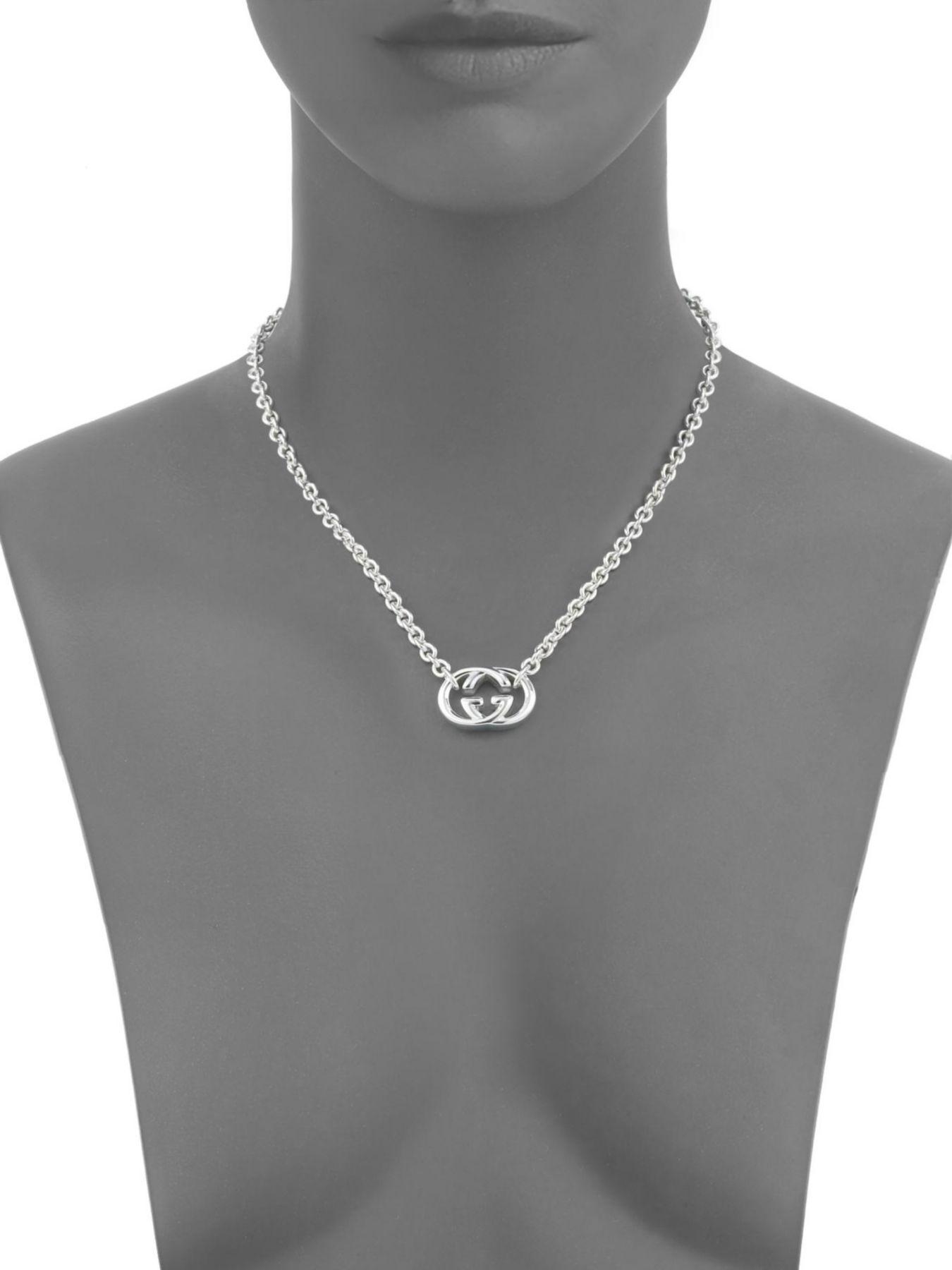 Gucci Double G Sterling Silver Necklace in Metallic | Lyst